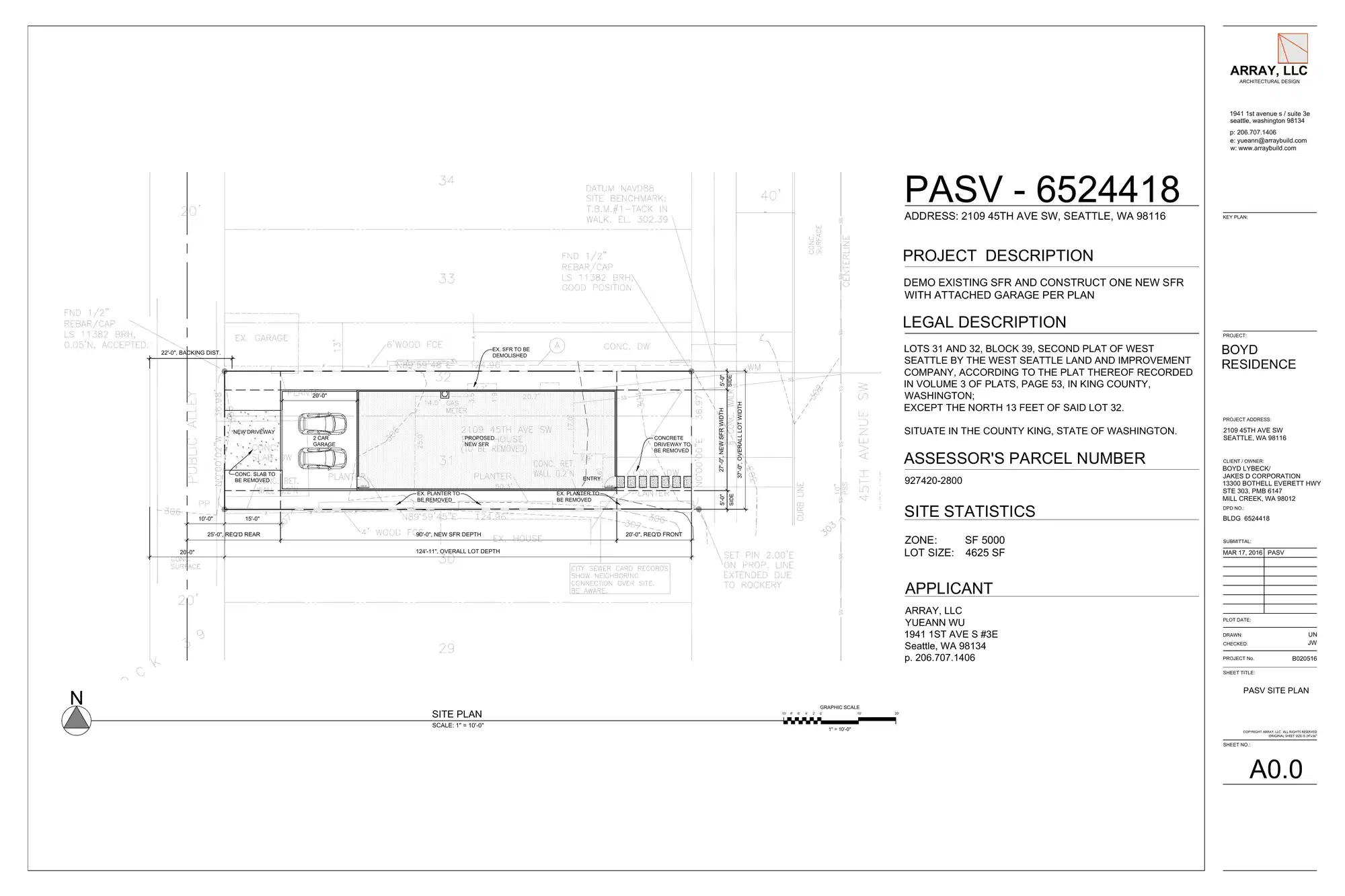 Site plan for 2109 45th Ave SW
