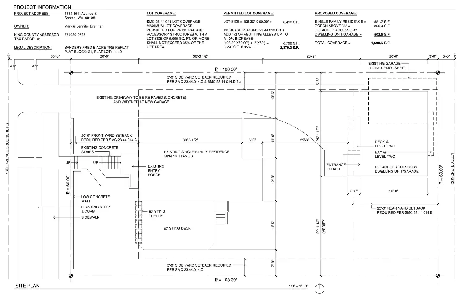 Site plan for 5834 16th Ave S