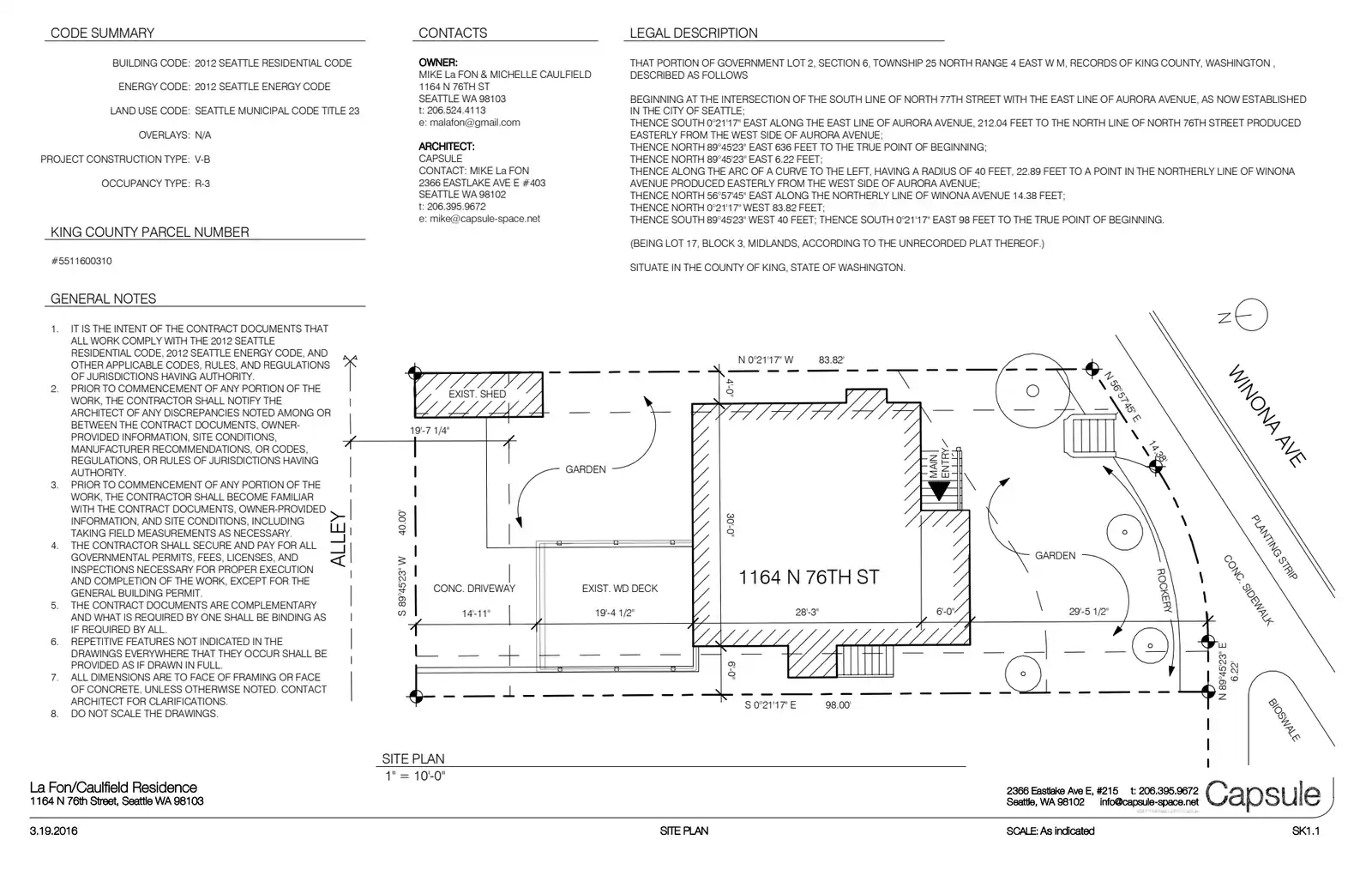 Site plan for 1164 N 76th St