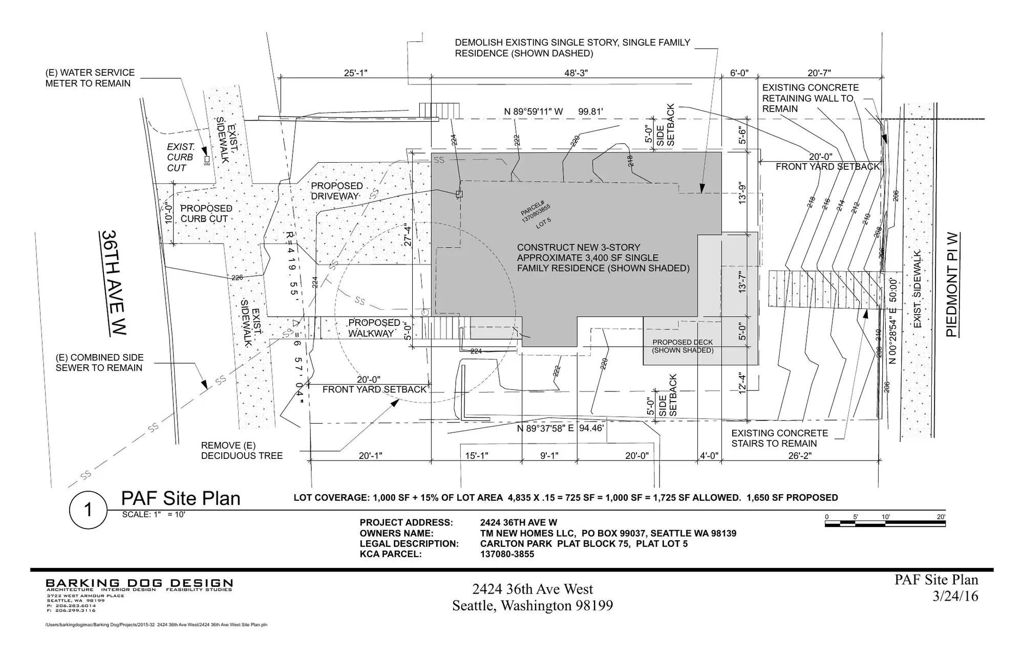 Site plan for 2424 36th Ave W