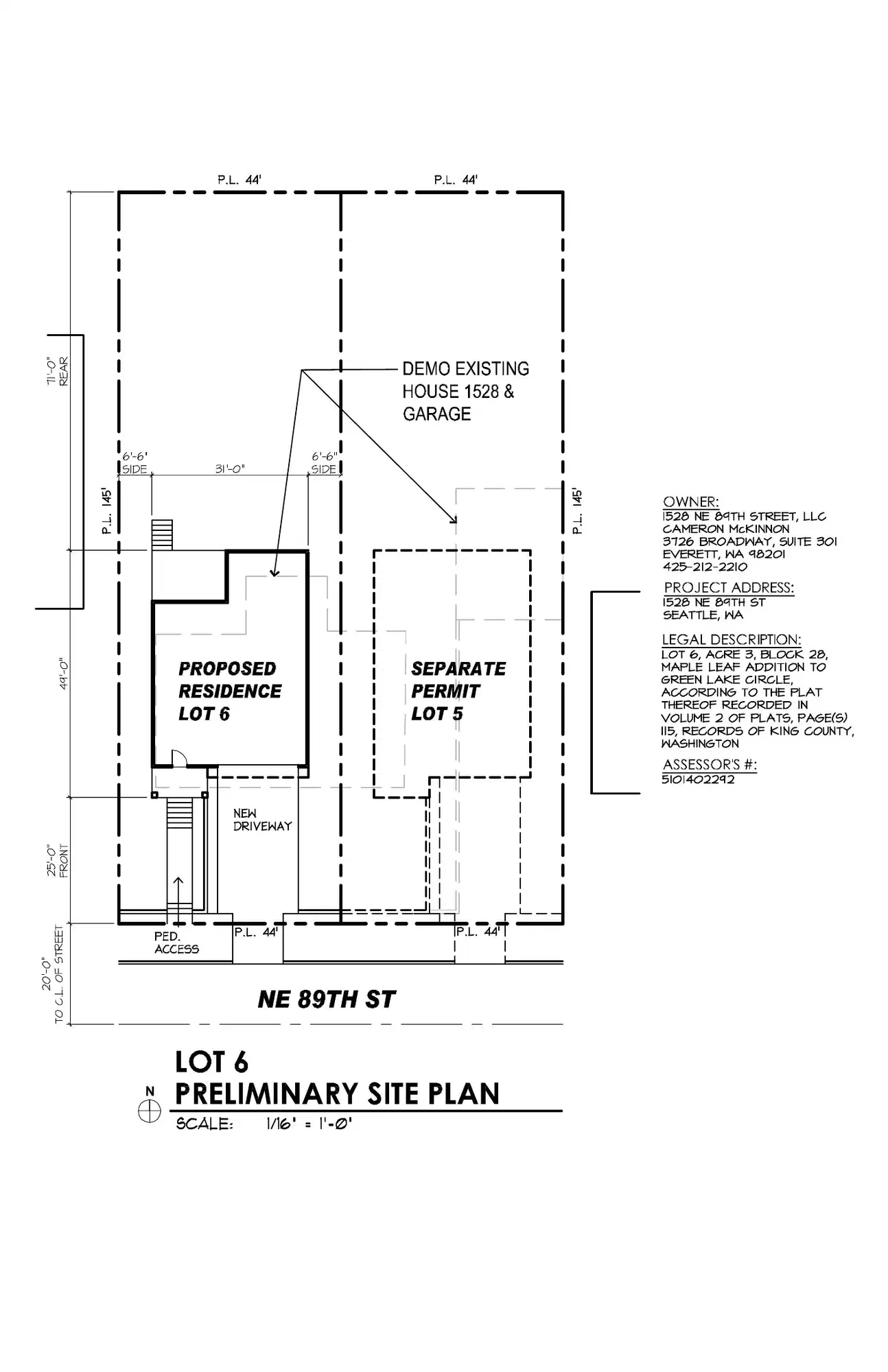 Site plan for 1528 NE 89th St
