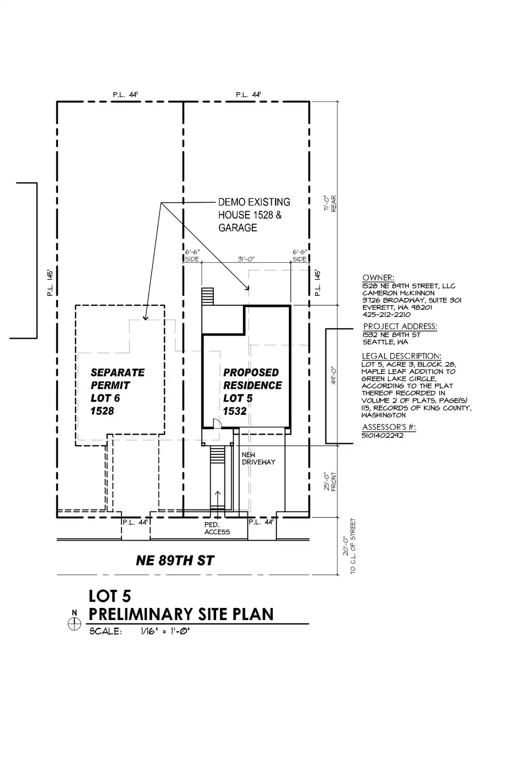 Site plan for 1532 NE 89th St