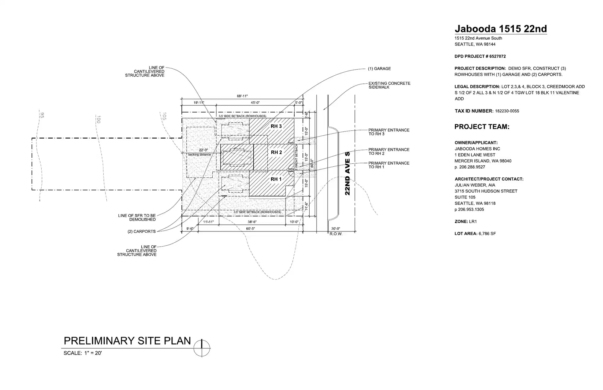 Site plan for 1517 B 22nd Ave S
