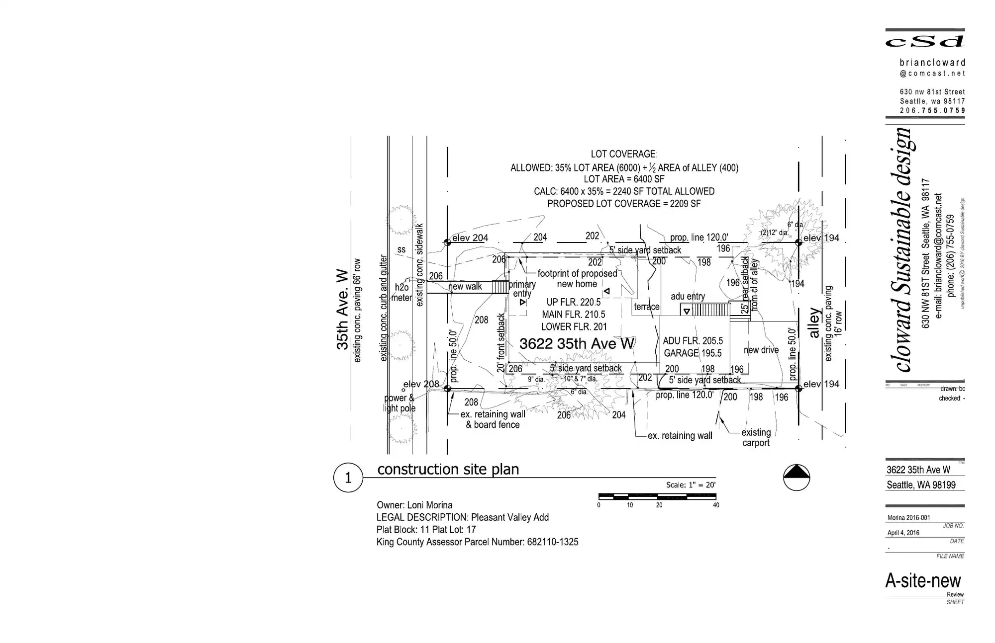 Site plan for 3622 35th Ave W