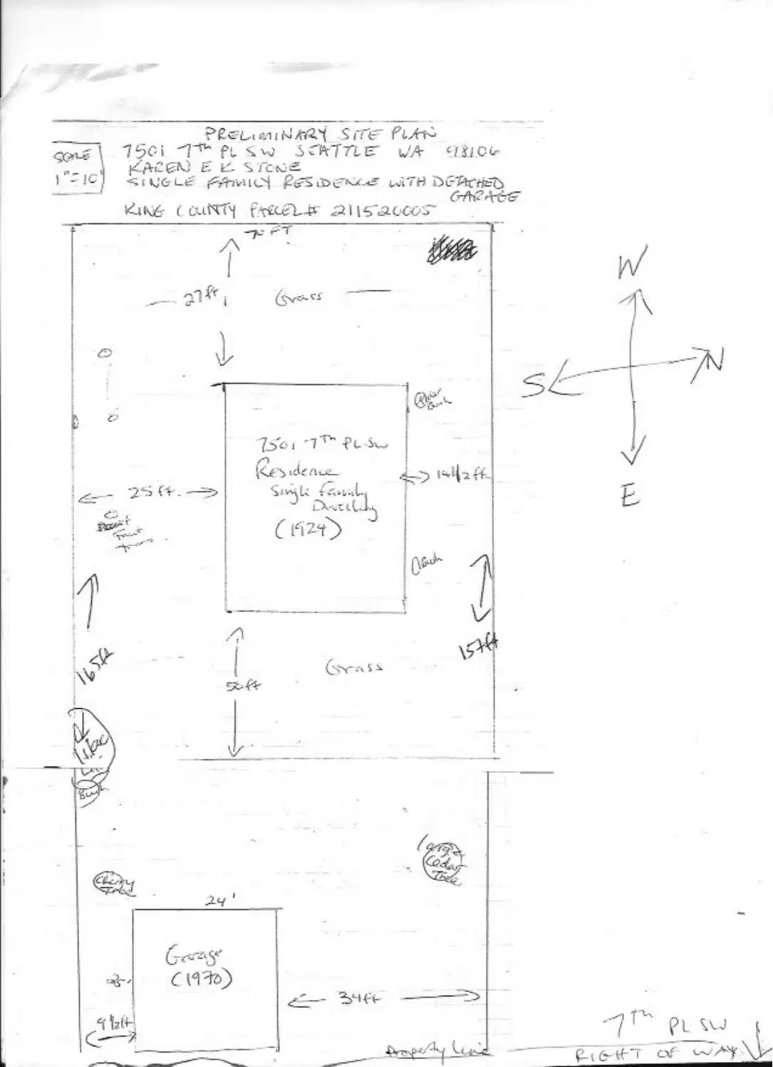 Site plan for 7501 7th Pl SW