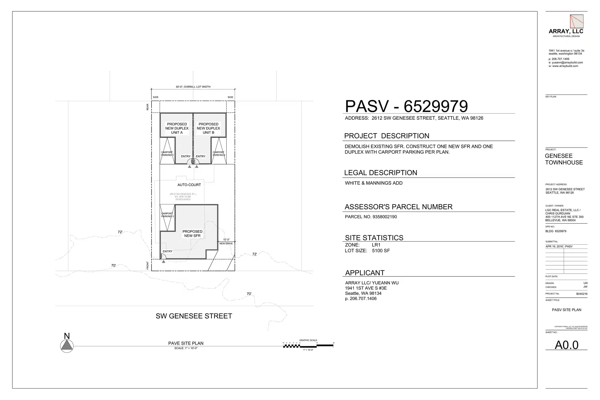 Site plan for 2614 SW Genesee St