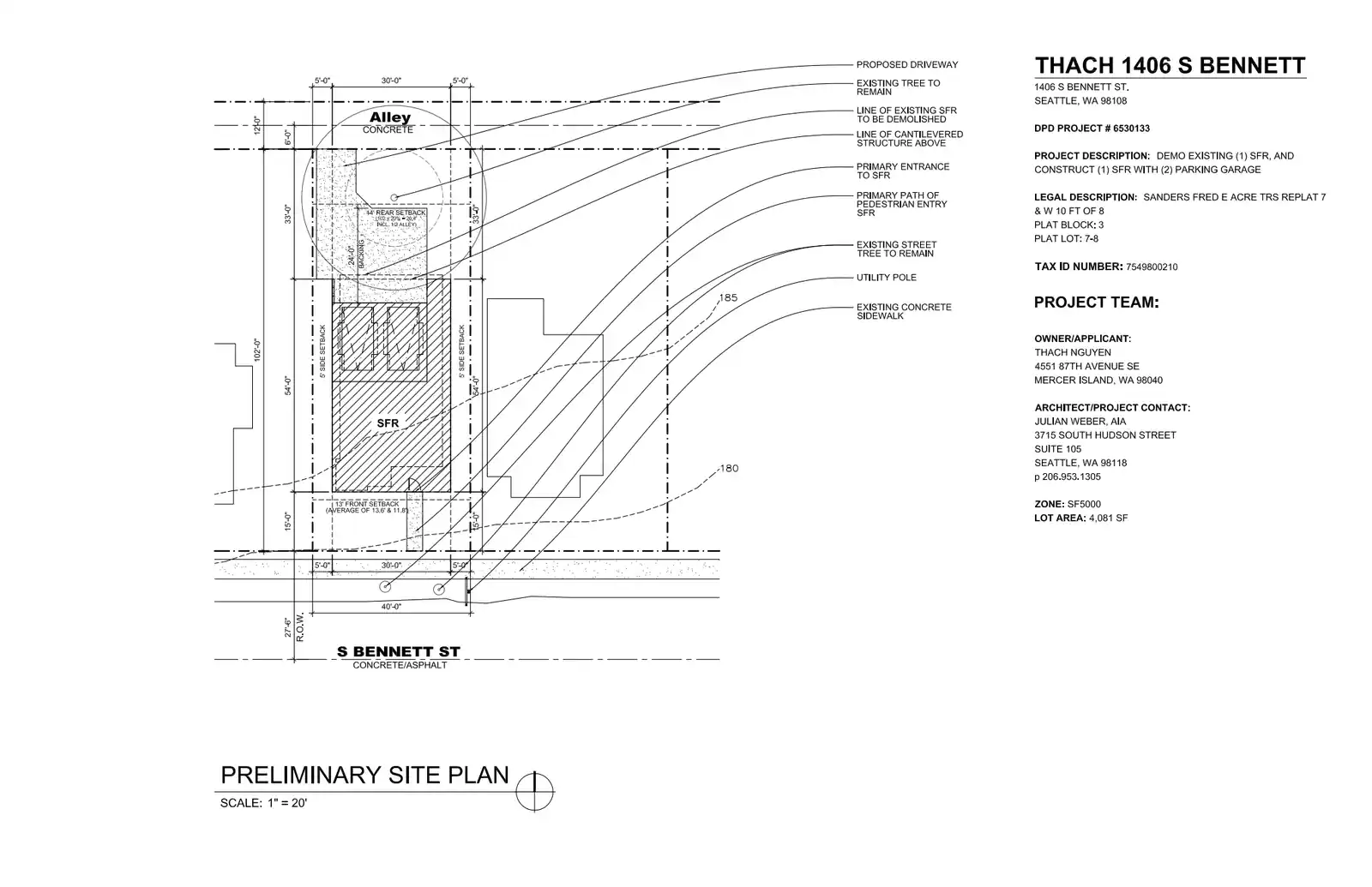 Site plan for 1406 S Bennett St