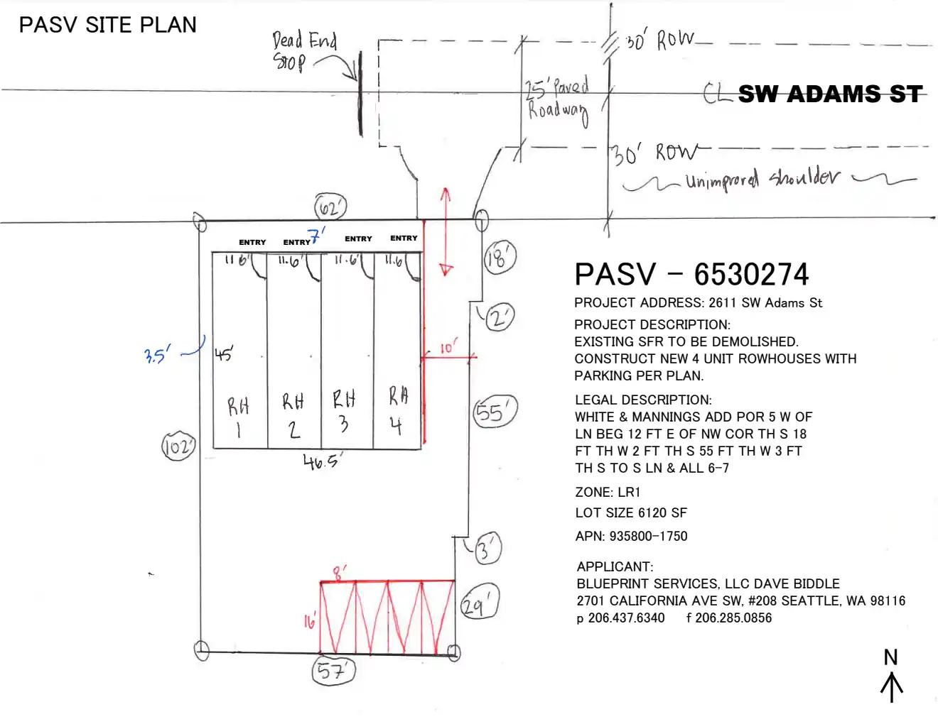 Site plan for 2615 SW Adams St