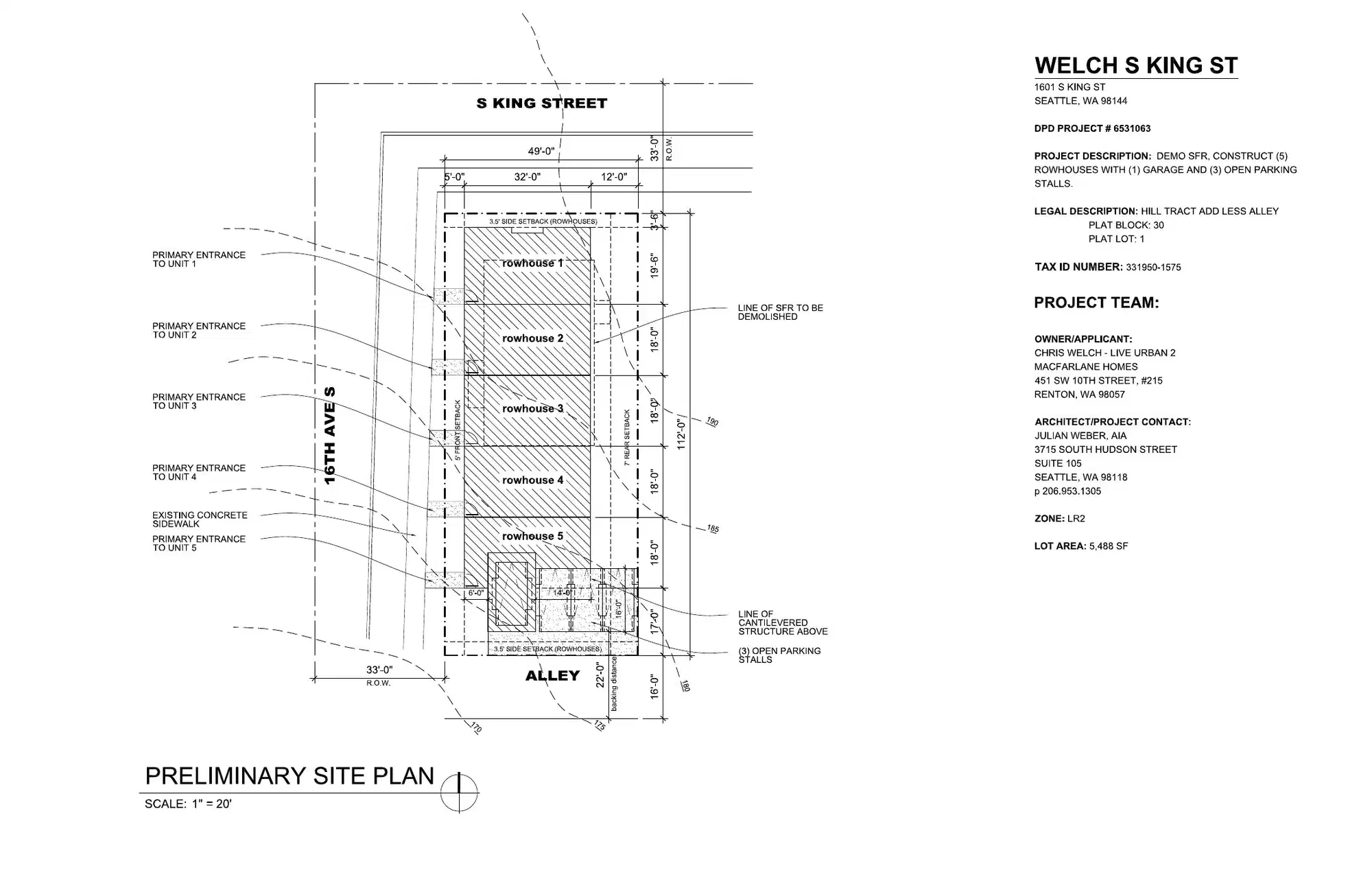 Site plan for 1601 S King St