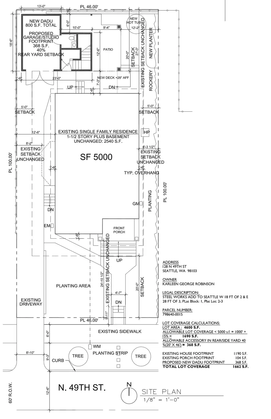 Site plan for 128 N 49th St