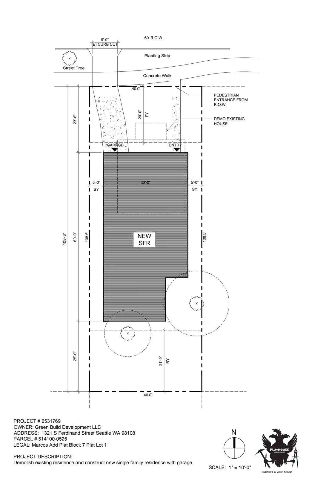 Site plan for 1321 S Ferdinand St