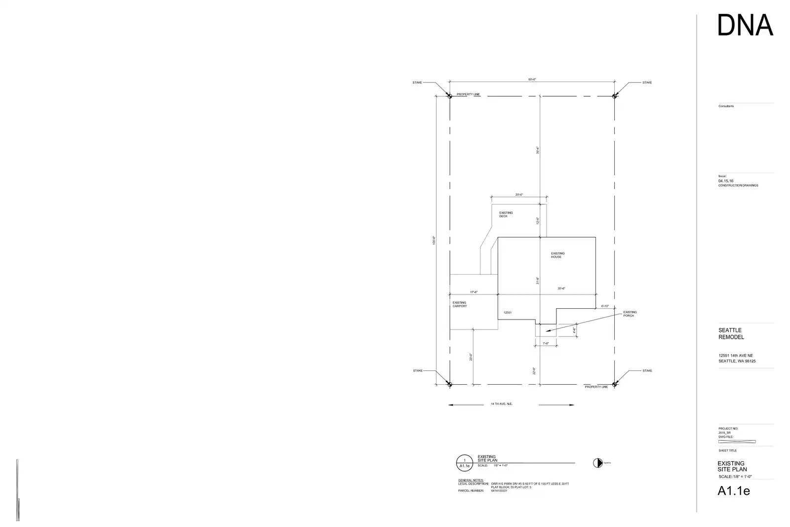 Site plan for 12551 14th Ave NE