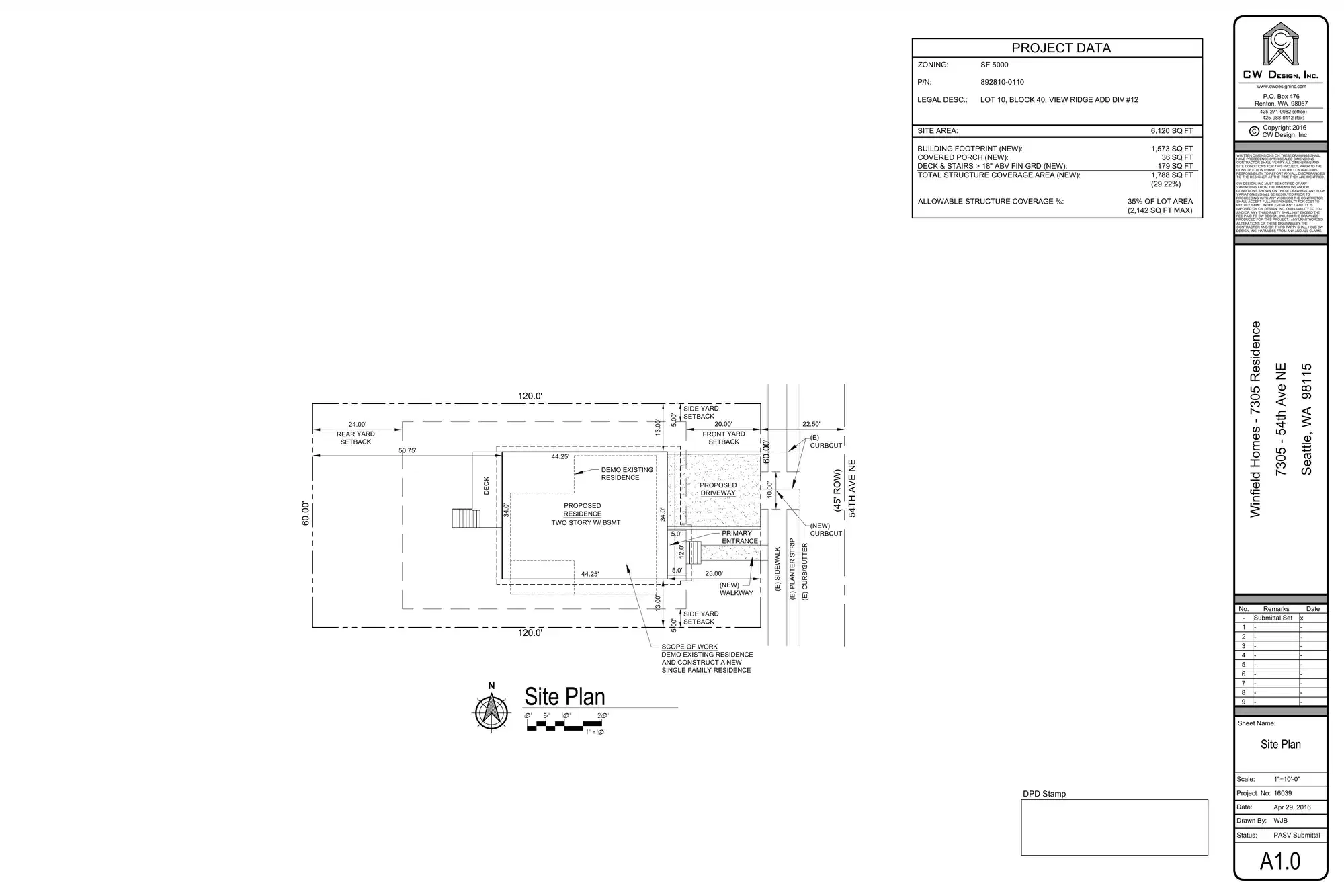 Site plan for 7305 54th Ave NE