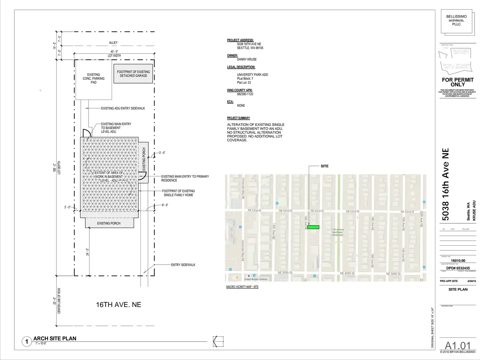 Site plan for 5038 16th Ave NE
