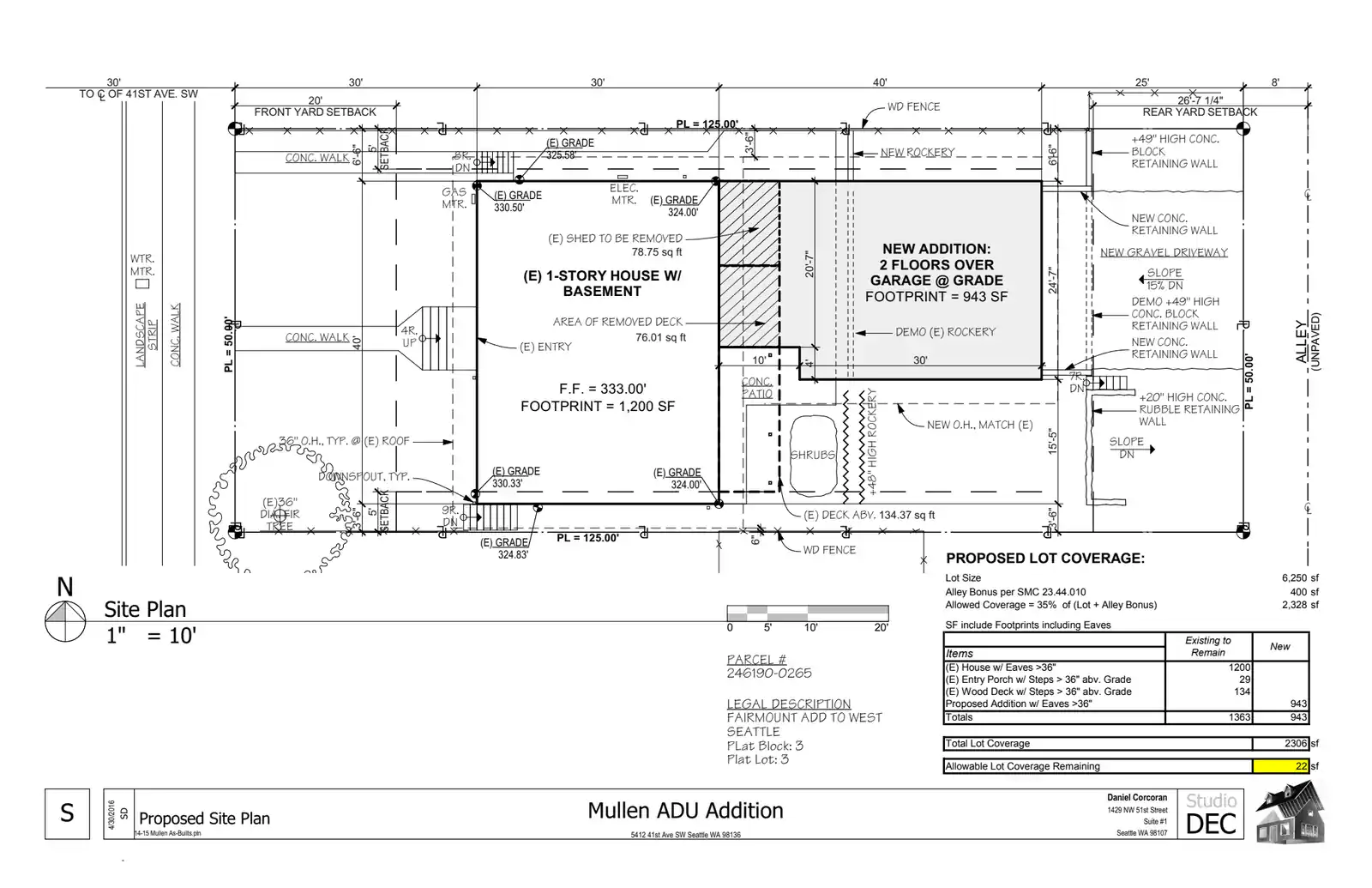 Site plan for 5412 41st Ave SW