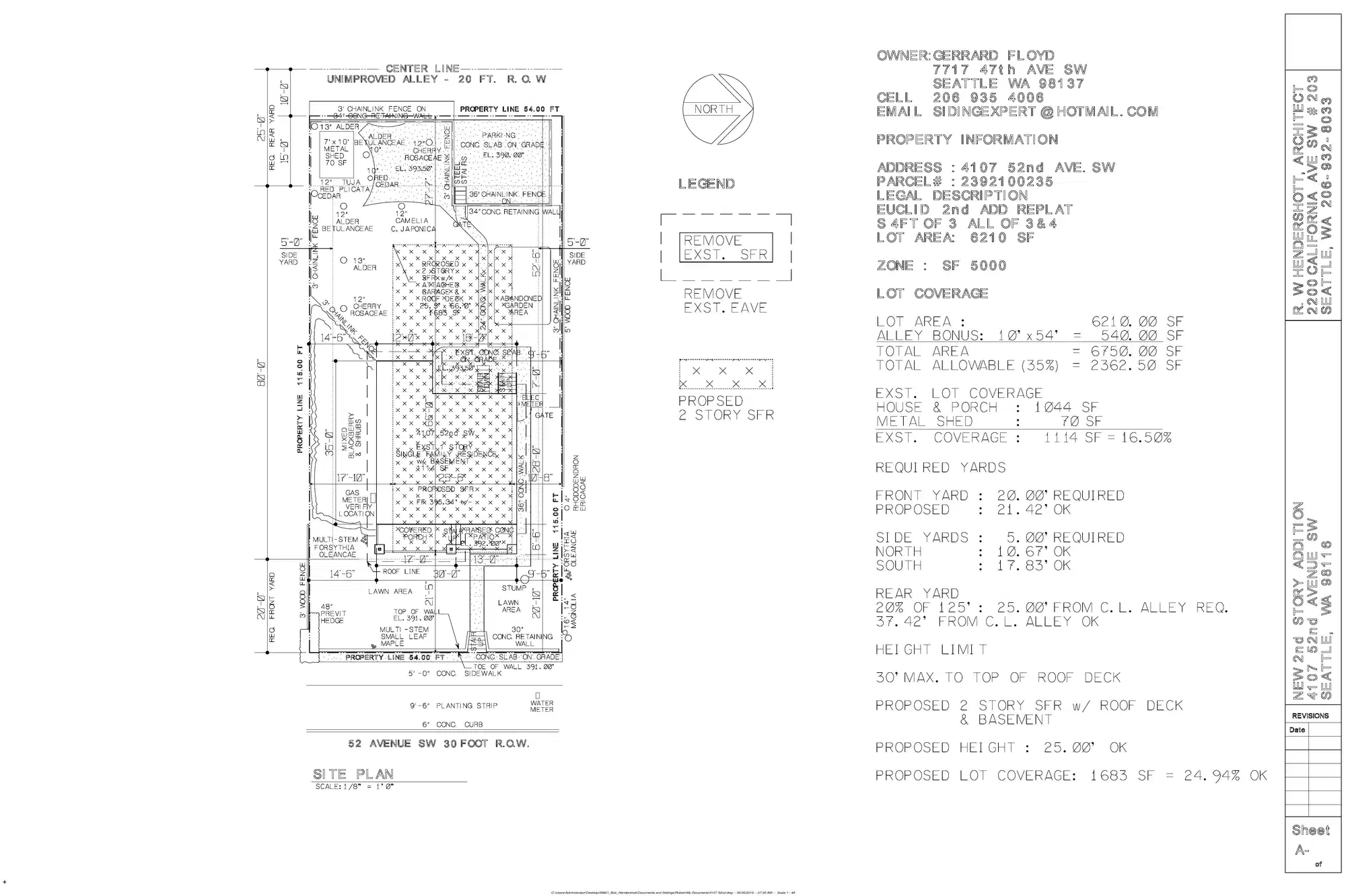 Site plan for 4107 52nd Ave SW