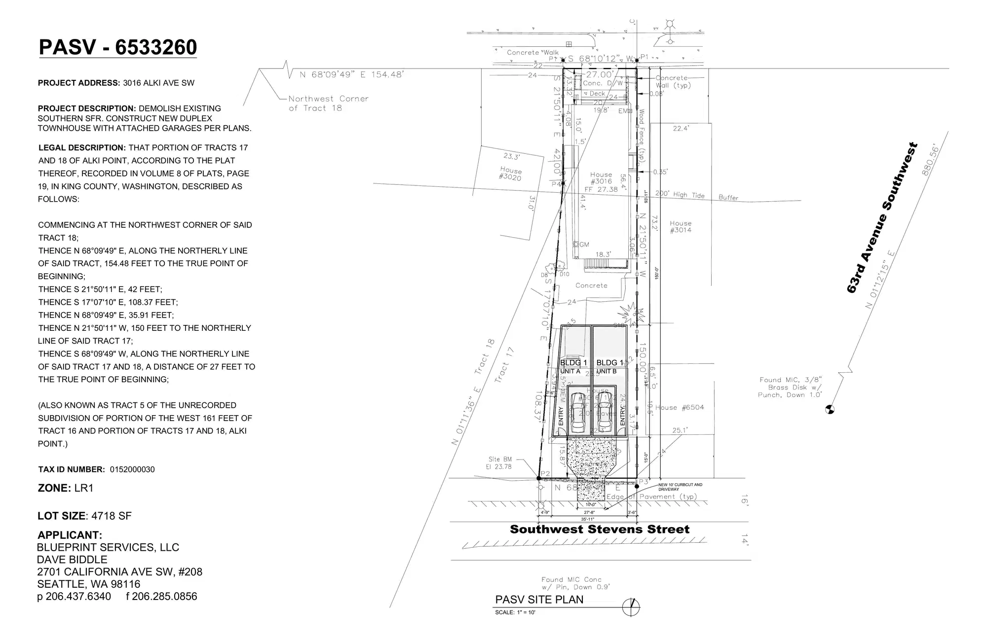 Site plan for 6508 SW Stevens St