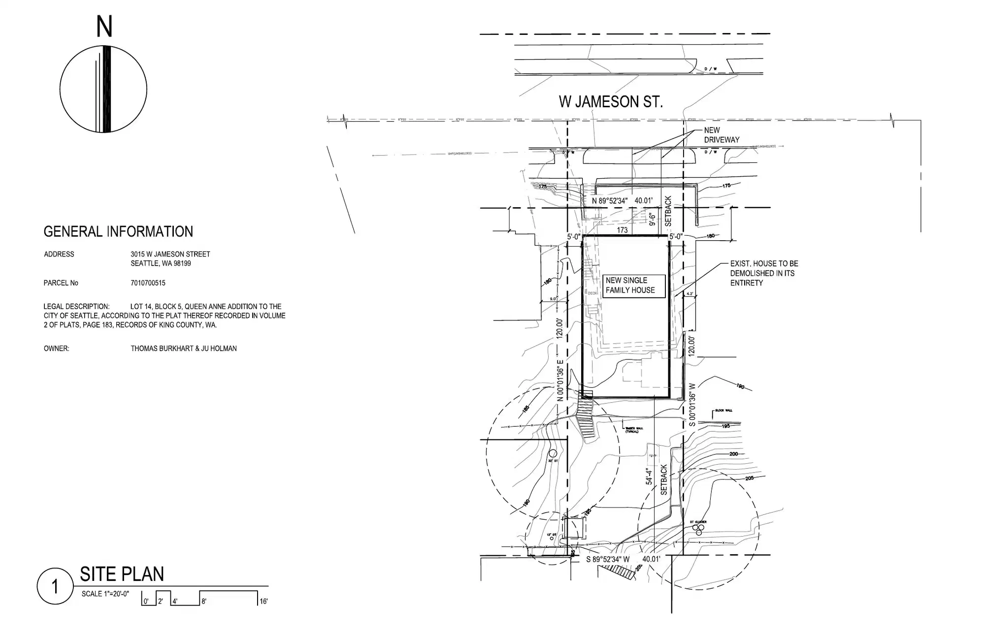 Site plan for 3015 W Jameson St