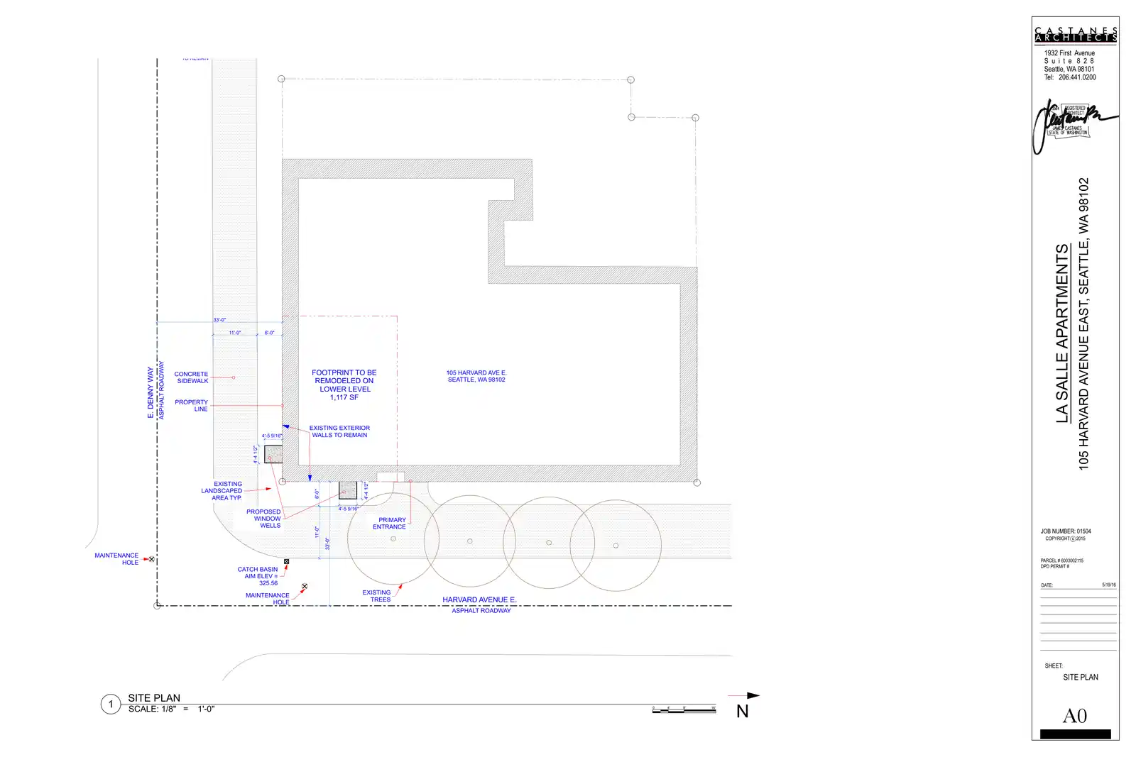 Site plan for 105 Harvard Ave E