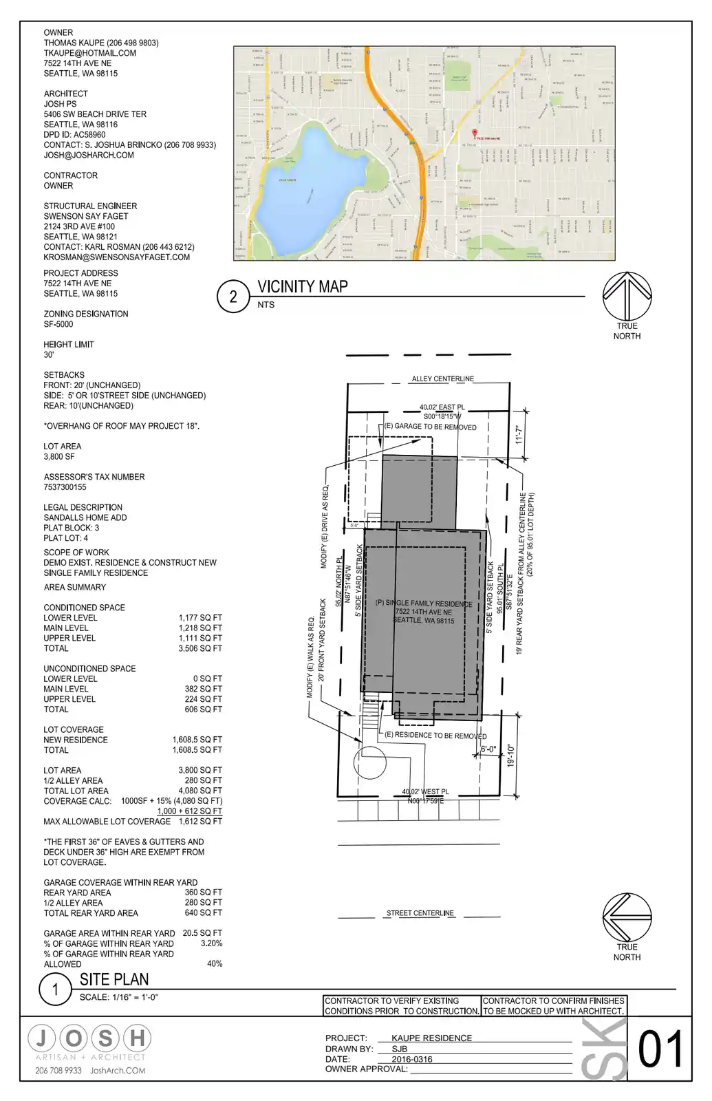 Site plan for 7522 14th Ave NE