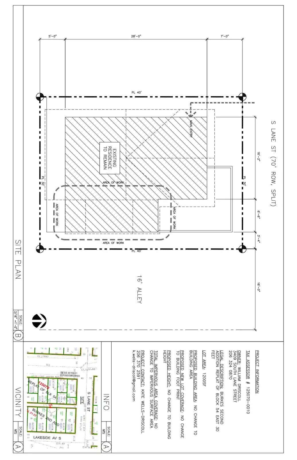 Site plan for 3409 S Lane St