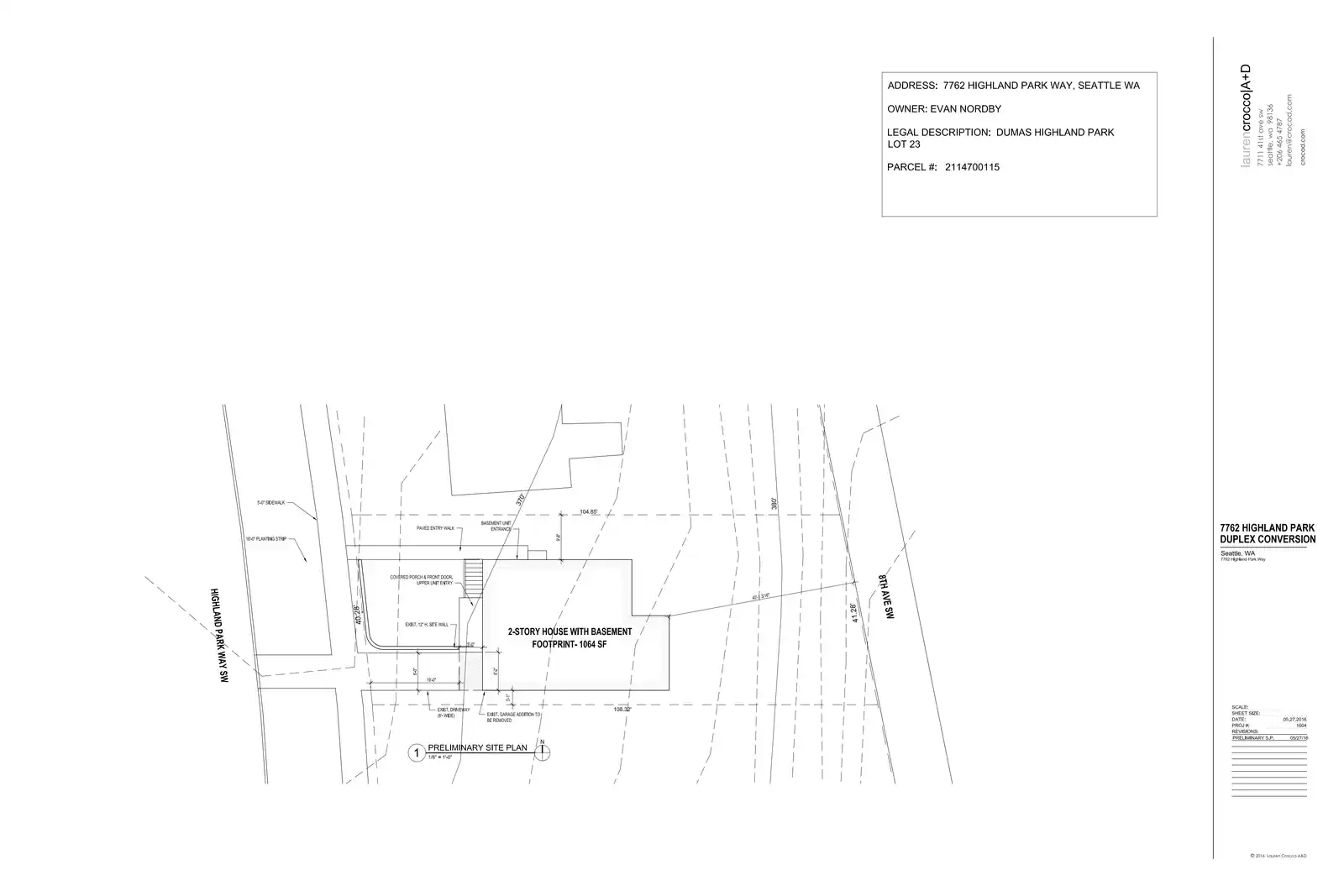 Site plan for 7762 Highland Park Way SW