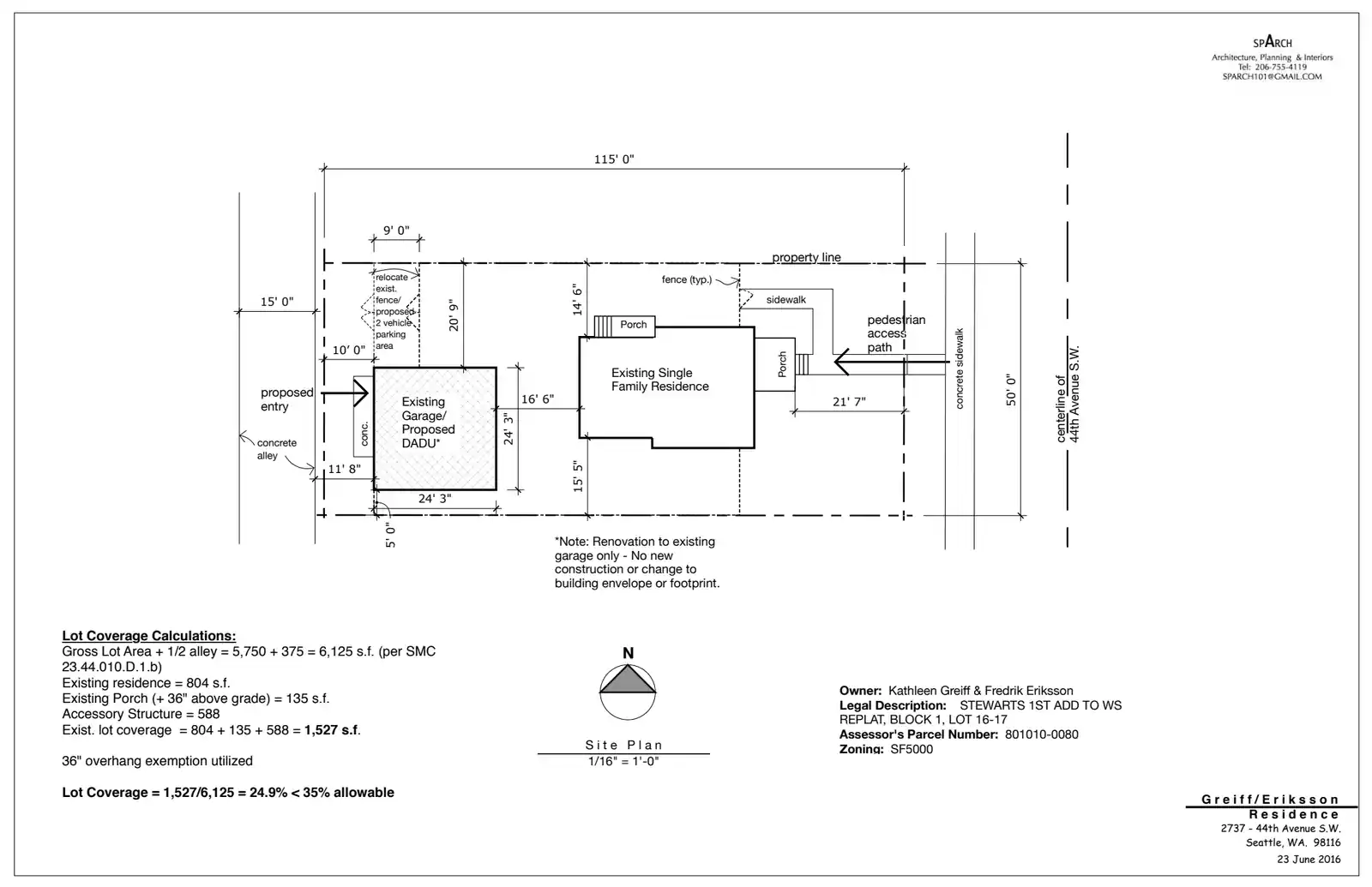 Site plan for 2737 44th Ave SW