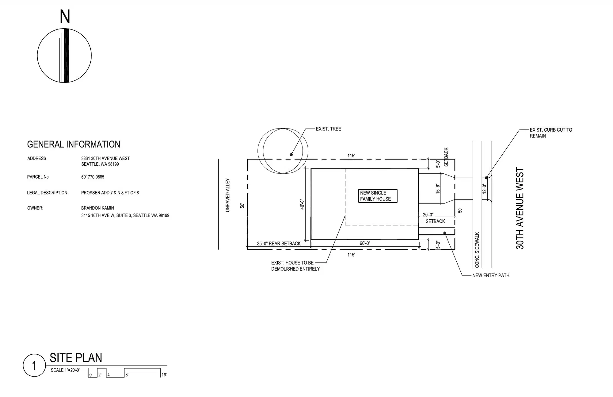 Site plan for 3831 30th Ave W