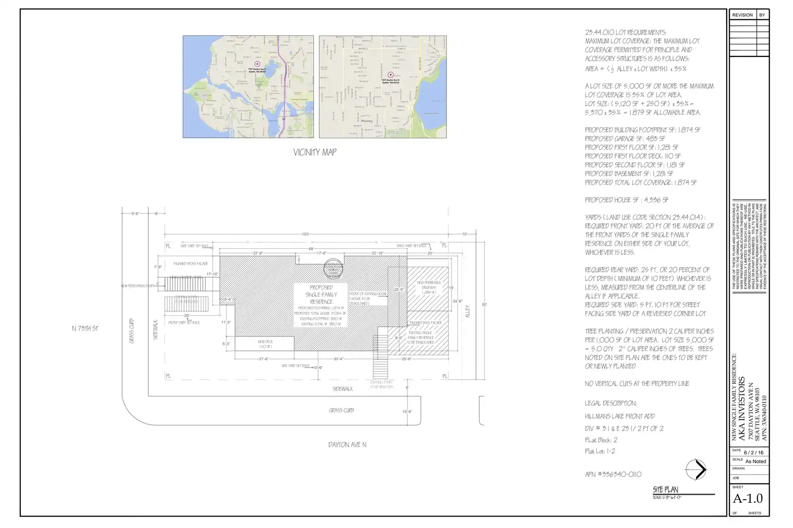 Site plan for 7307 Dayton Ave N