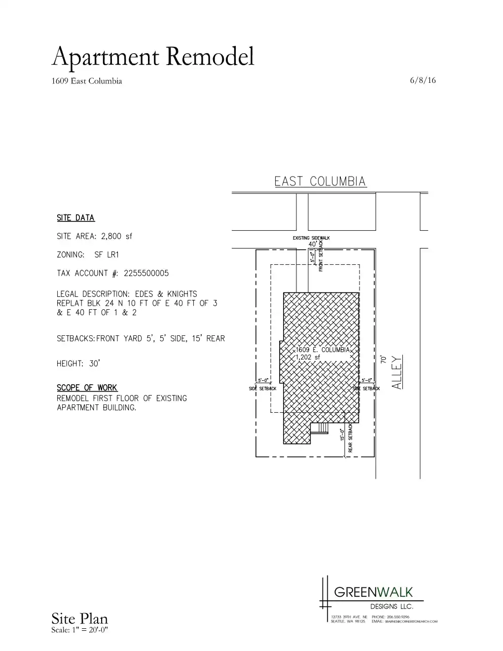Site plan for 1609 E Columbia St