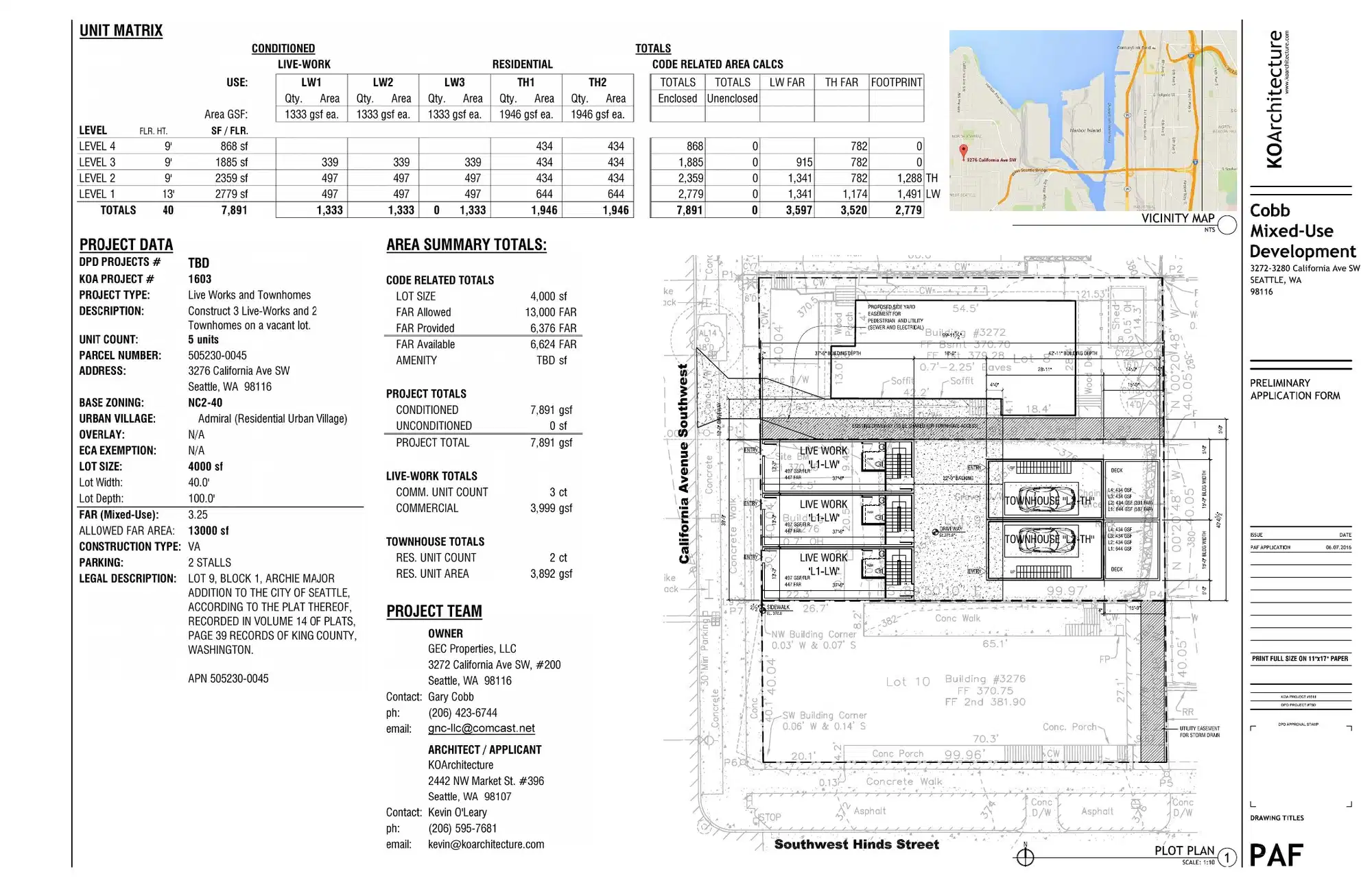 Site plan for 3278 California Ave SW