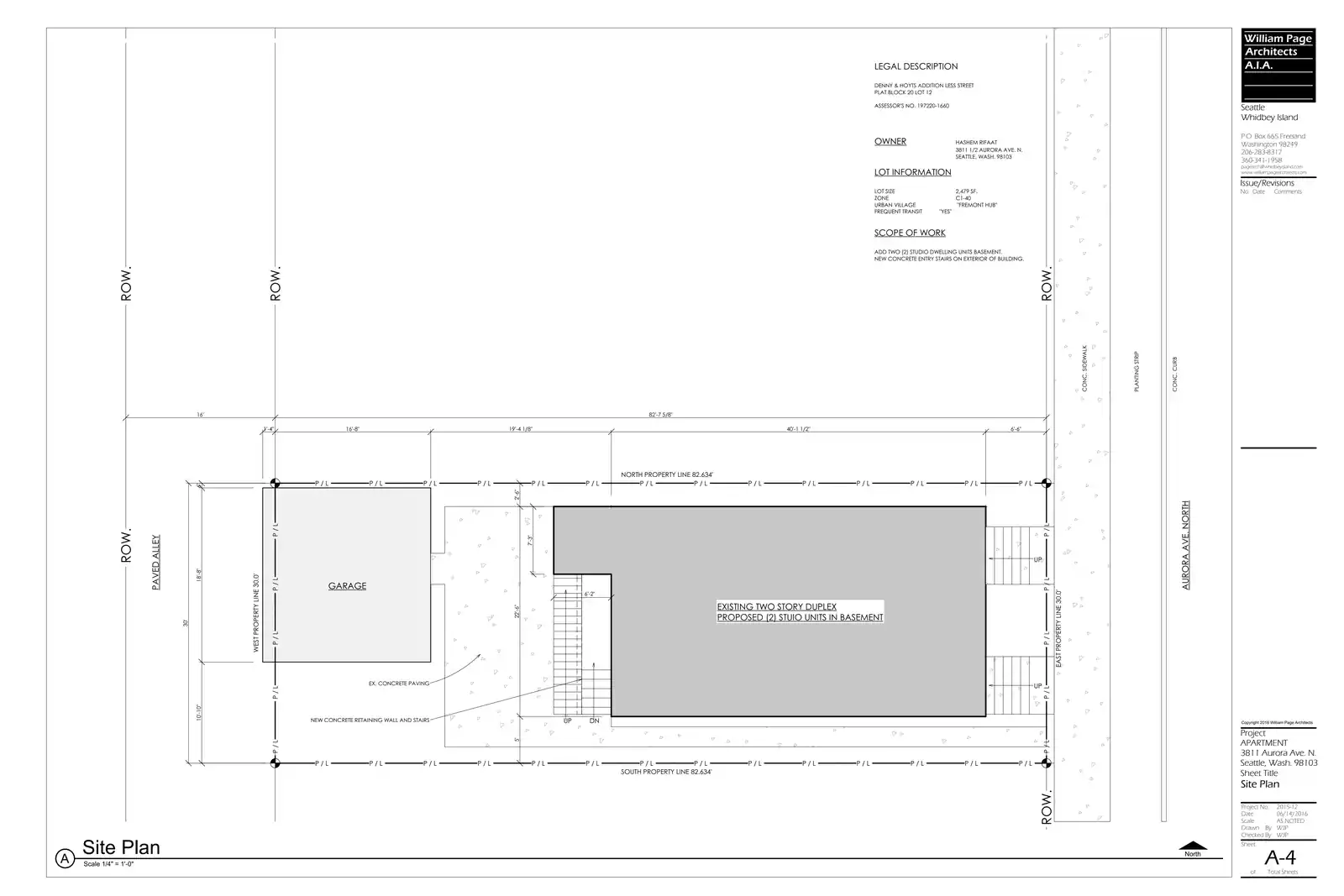 Site plan for 3811 Aurora Ave N