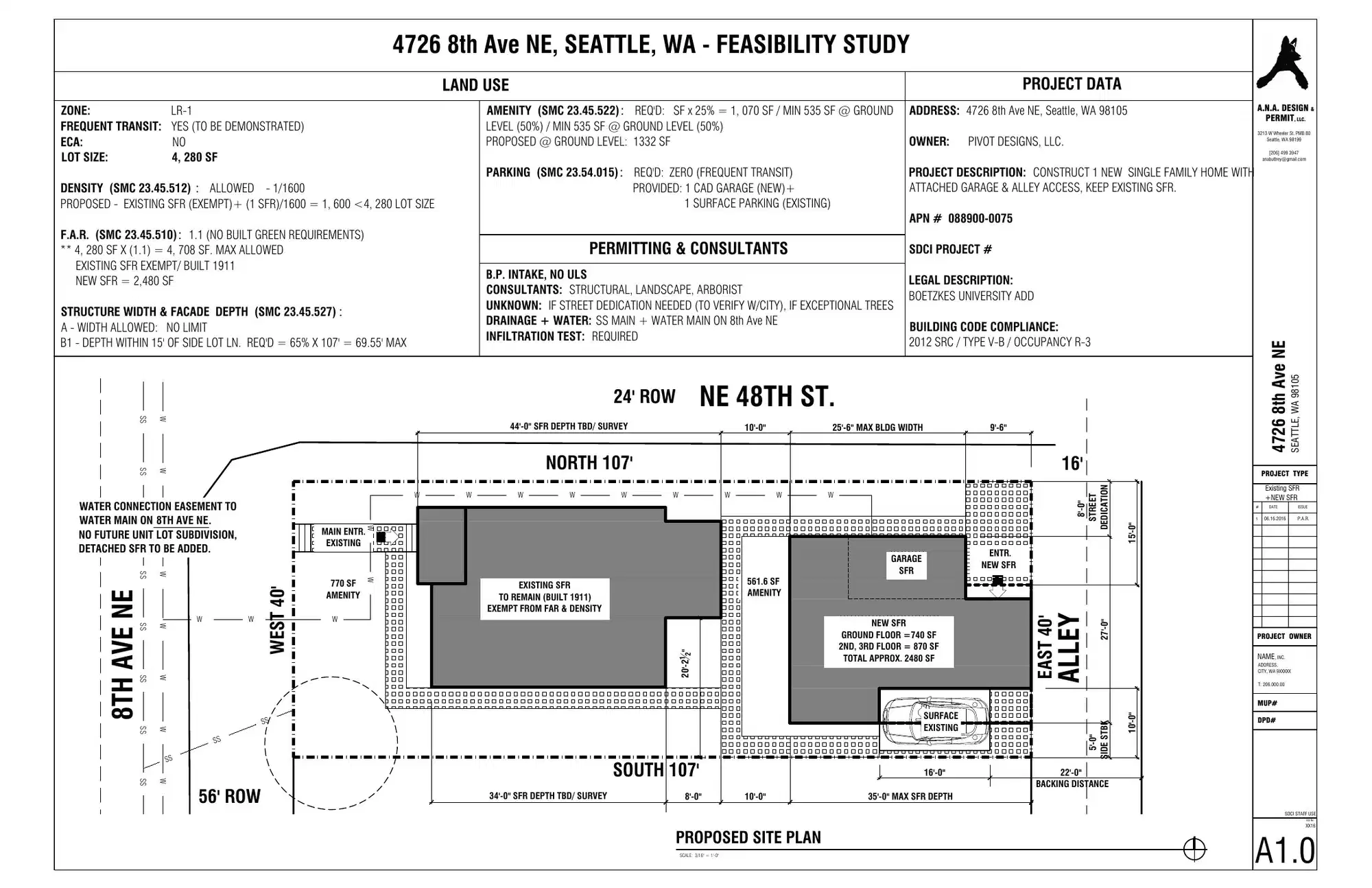 Site plan for 809 NE 48th St