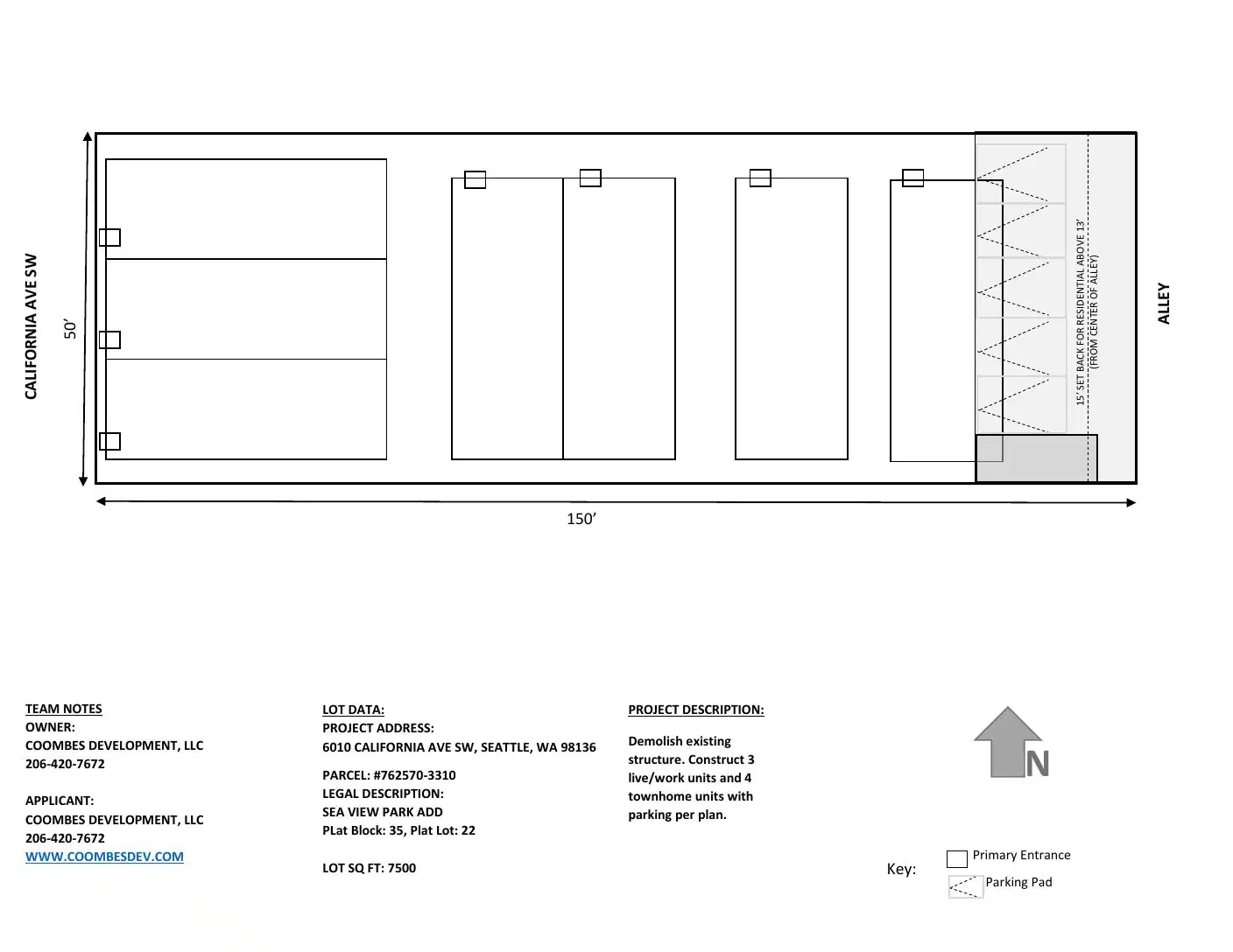 Site plan for 6012 California Ave SW