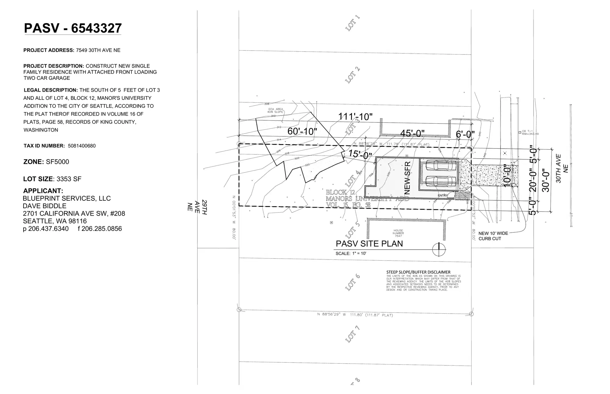 Site plan for 7549 30th Ave NE