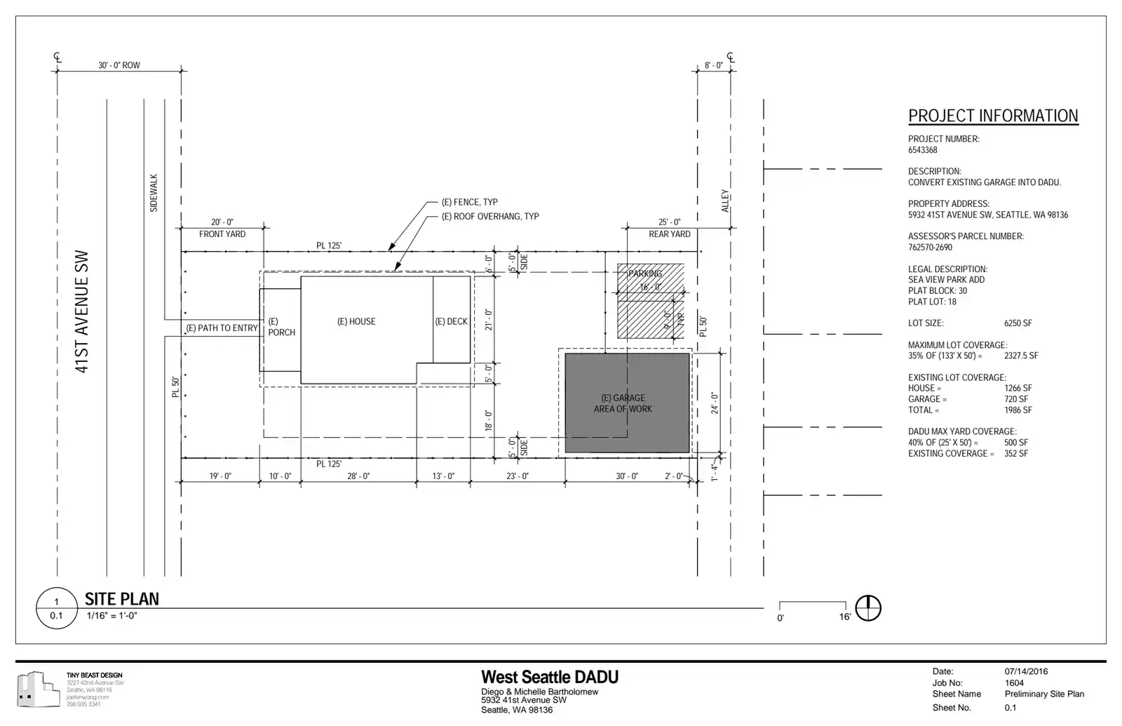 Site plan for 5932 41st Ave SW