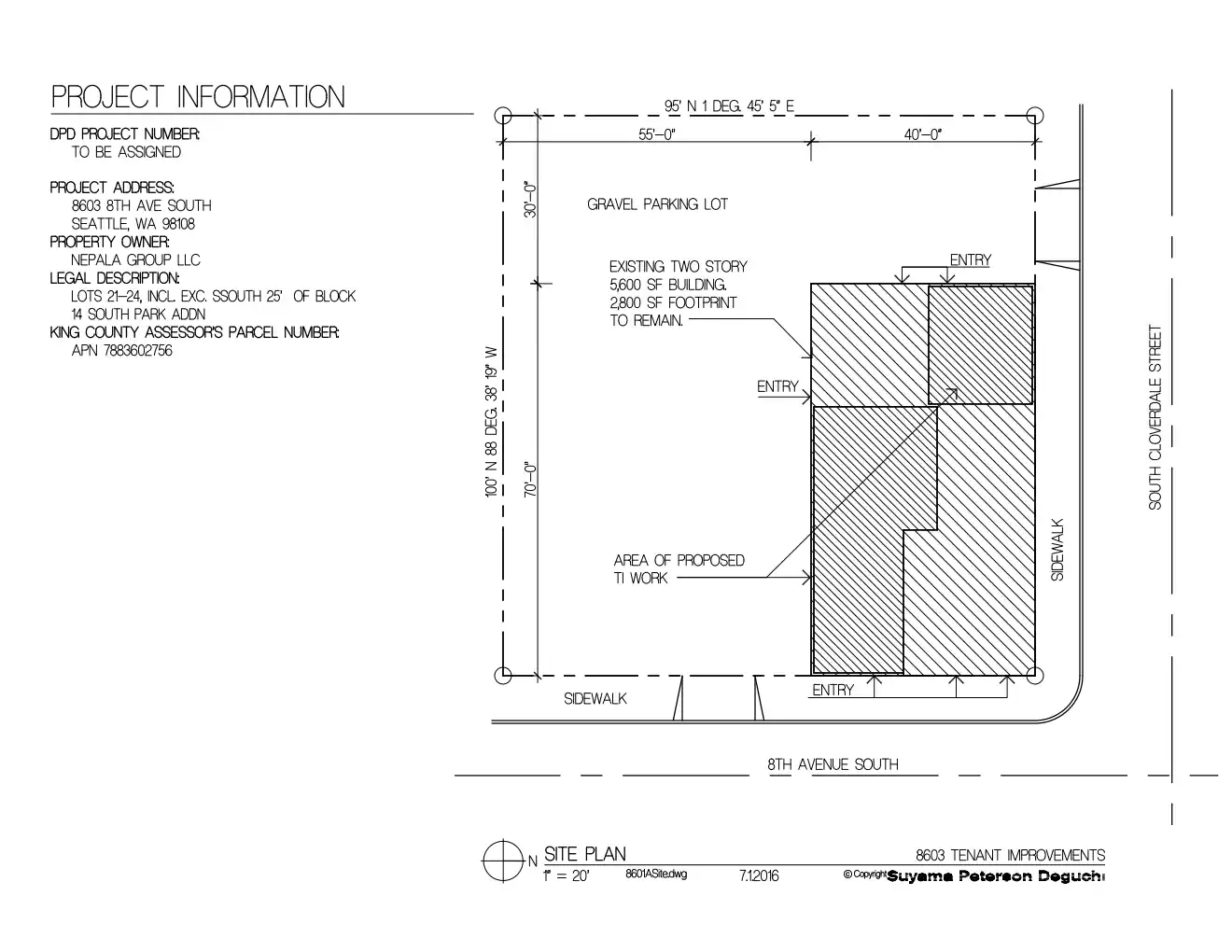 Site plan for 8603 8th Ave S