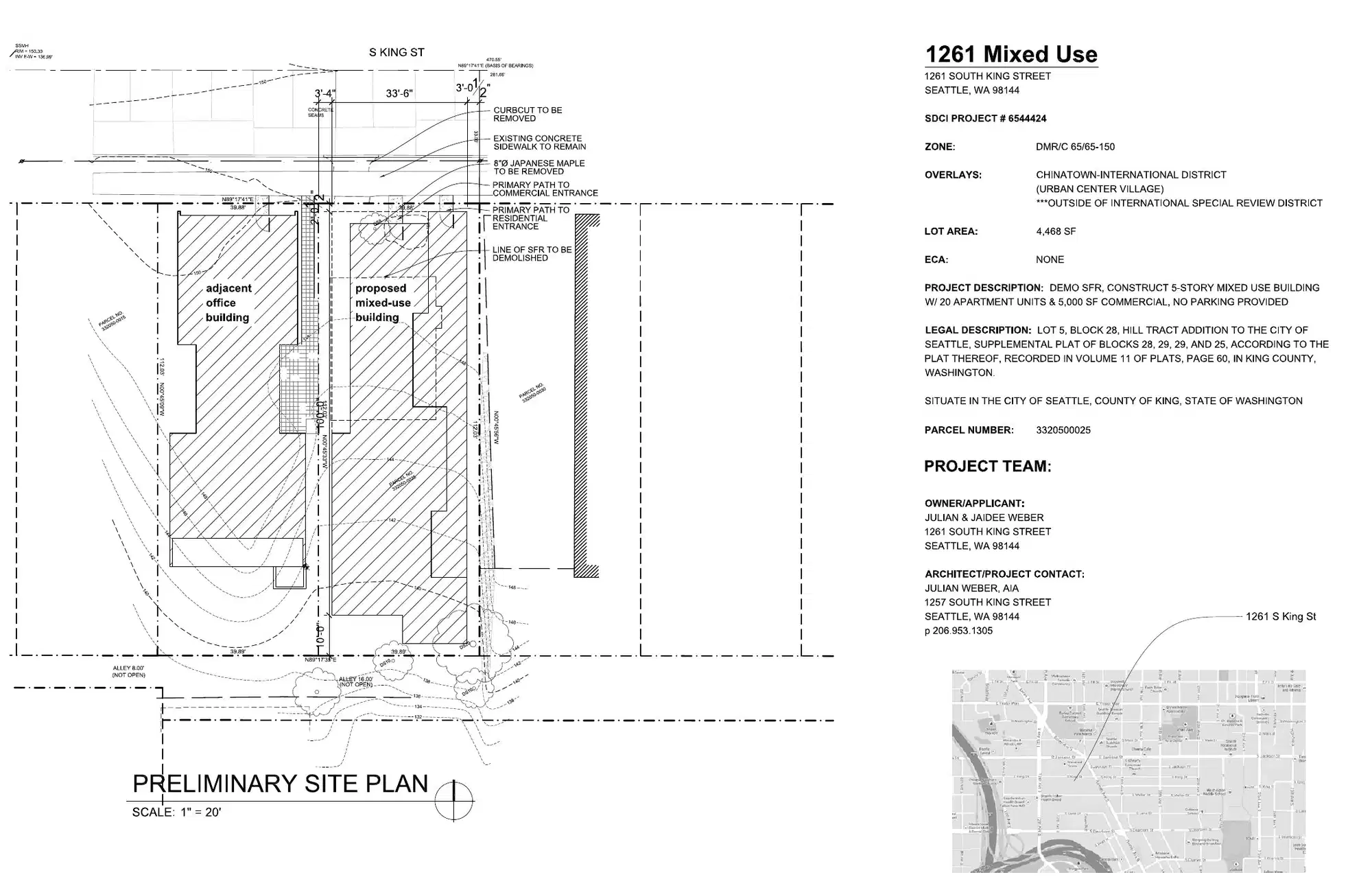 Site plan for 1261 S King St