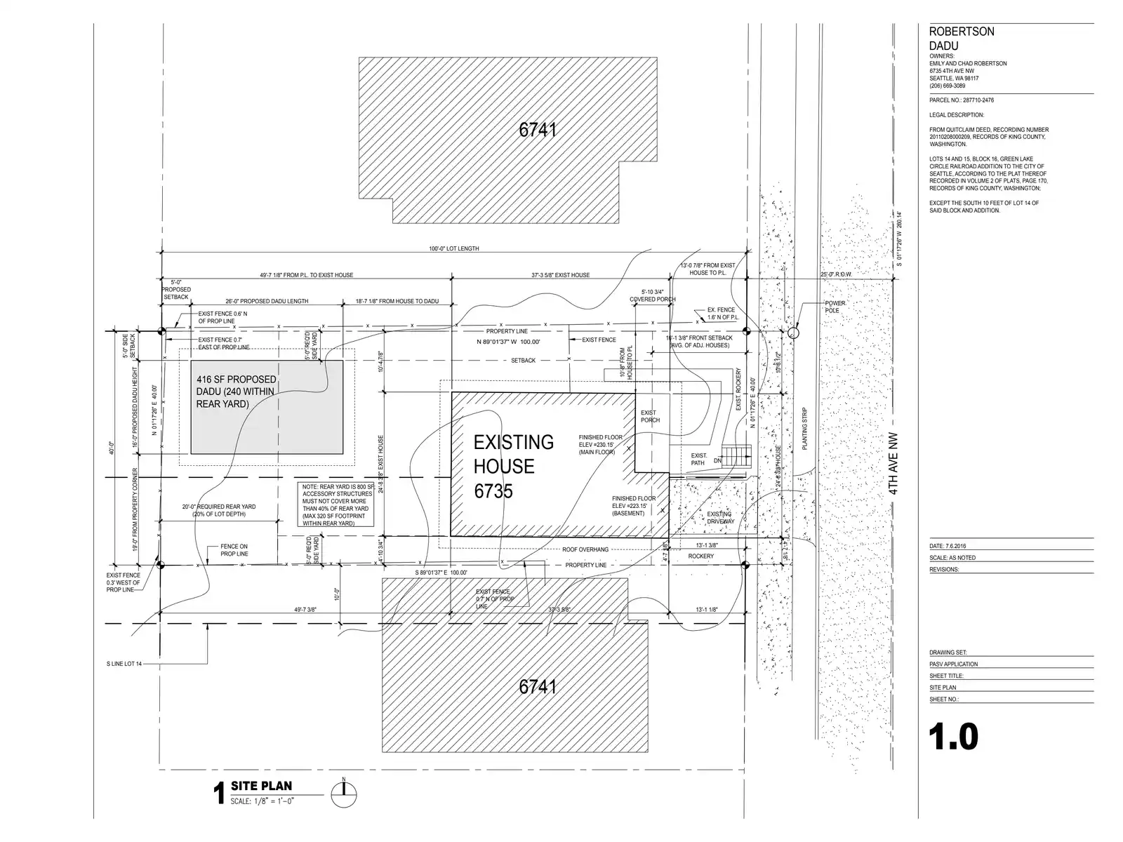 Site plan for 6735 4th Ave NW