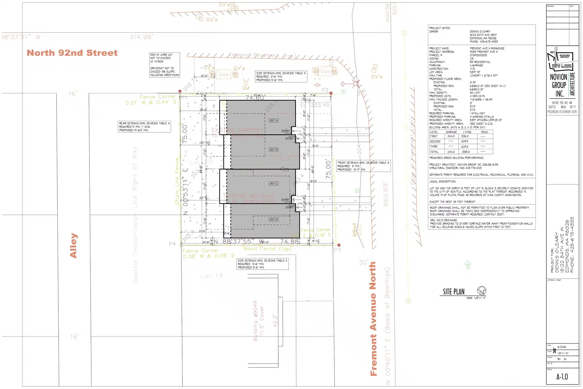 Site plan for 9053 Fremont Ave N