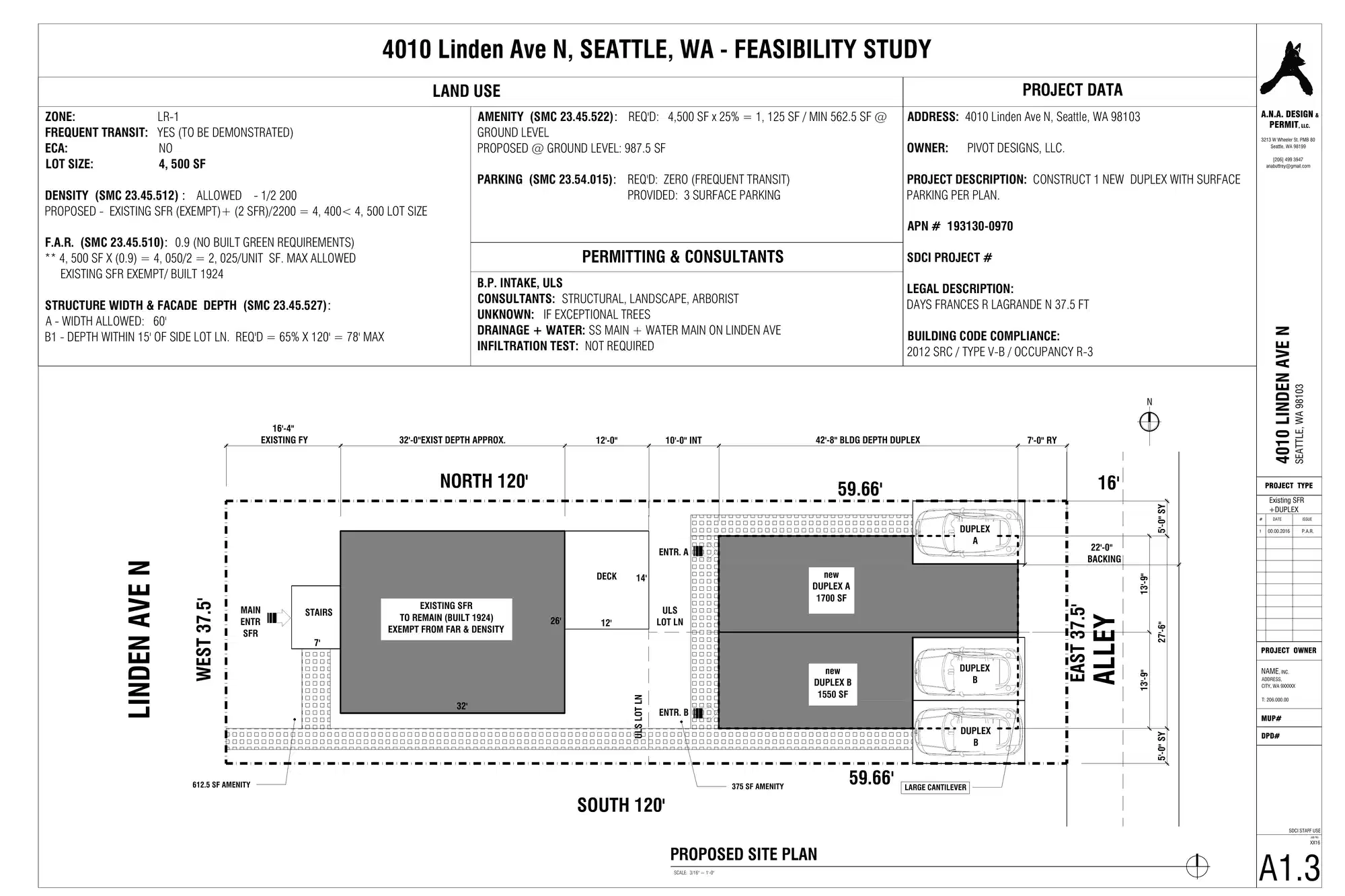 Site plan for 4010 Linden Ave N