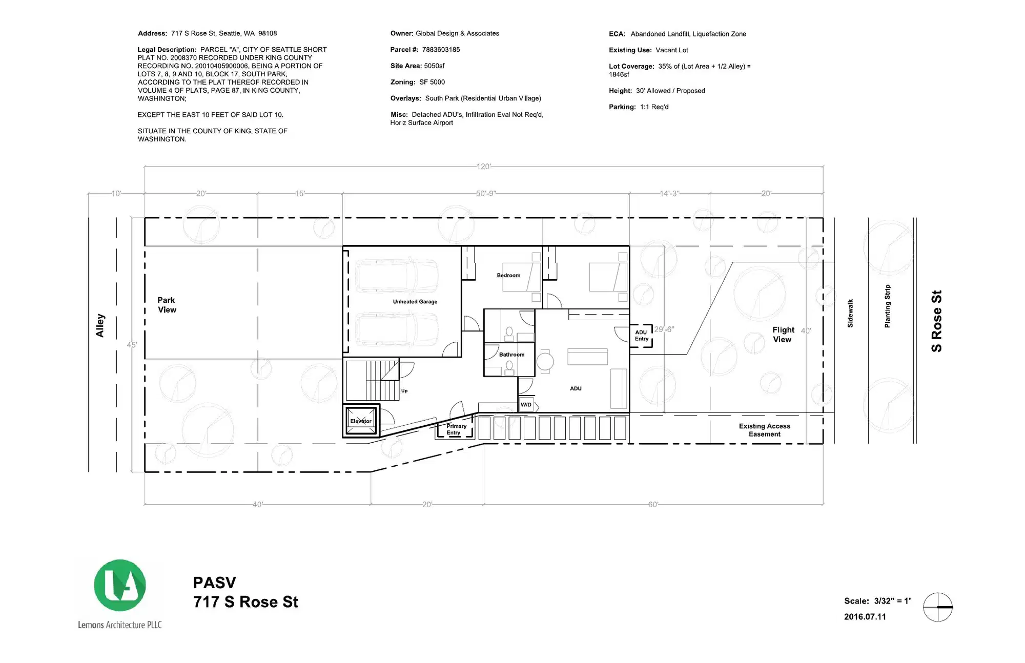 Site plan for 717 S Rose St