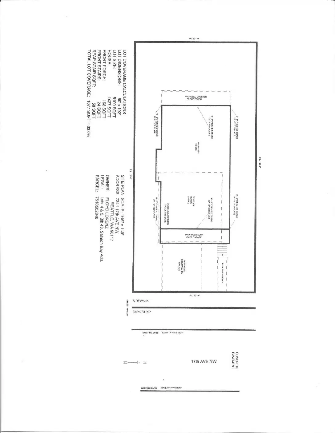Site plan for 7341 17th Ave NW
