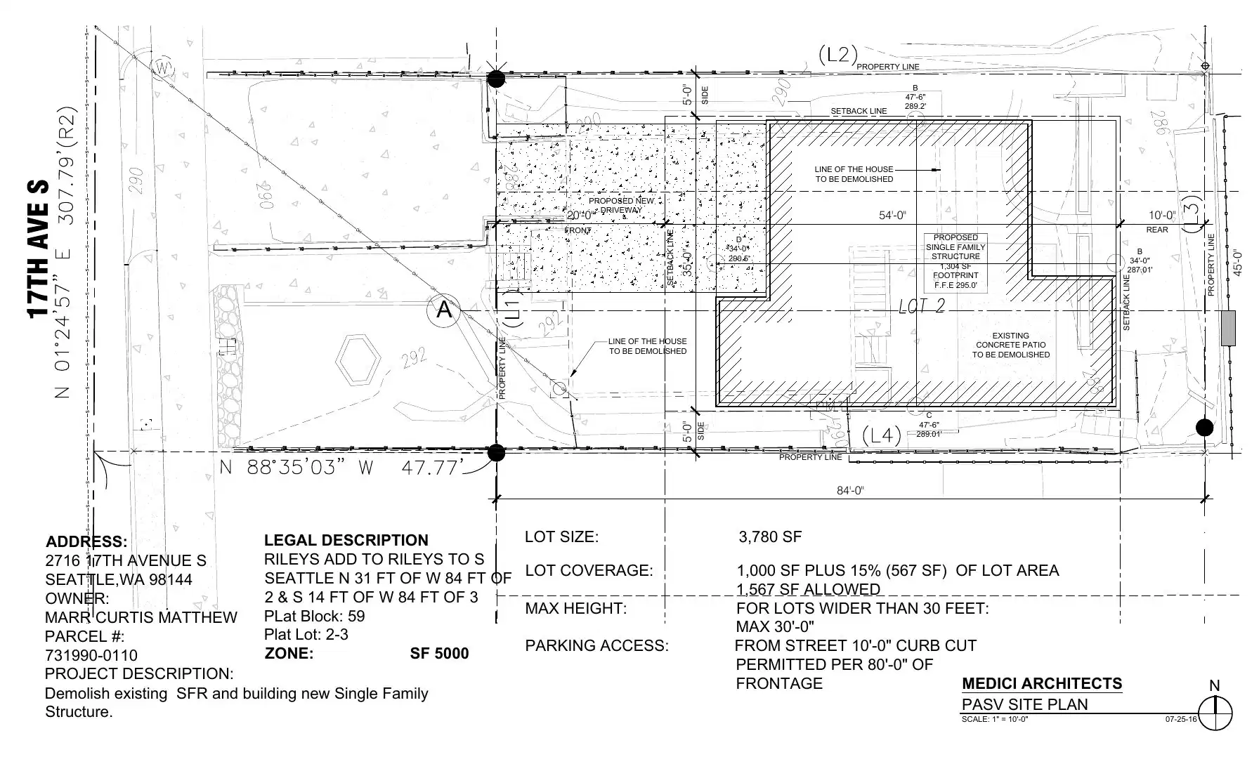 Site plan for 2716 17th Ave S