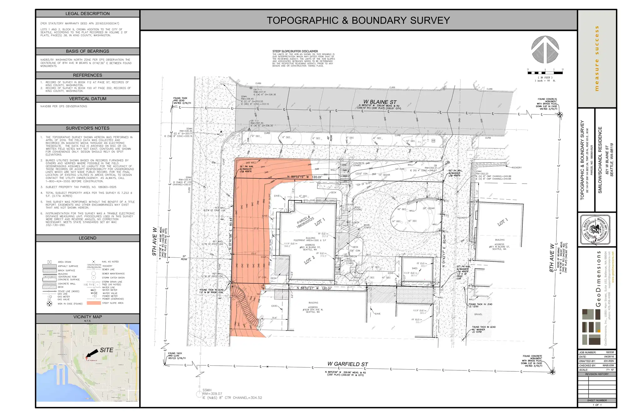 Site plan for 821 W Blaine St