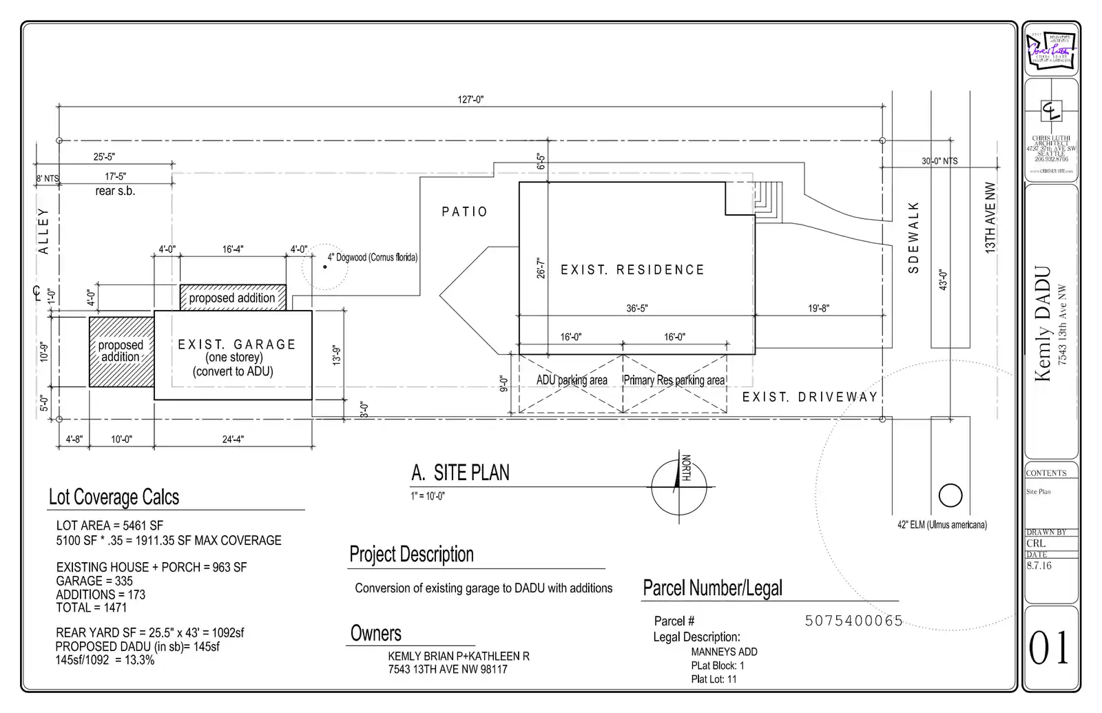 Site plan for 7543 13th Ave NW