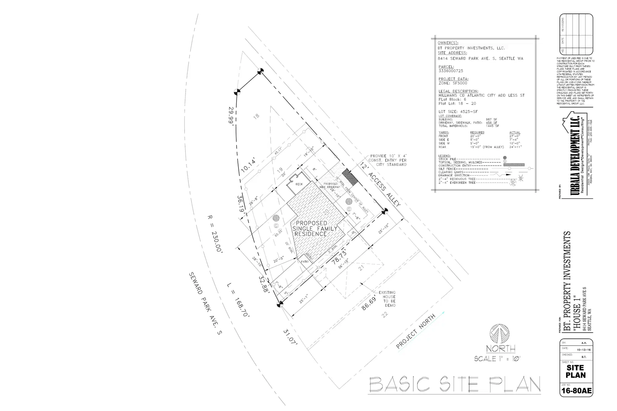 Site plan for 8414 Seward Park Ave S