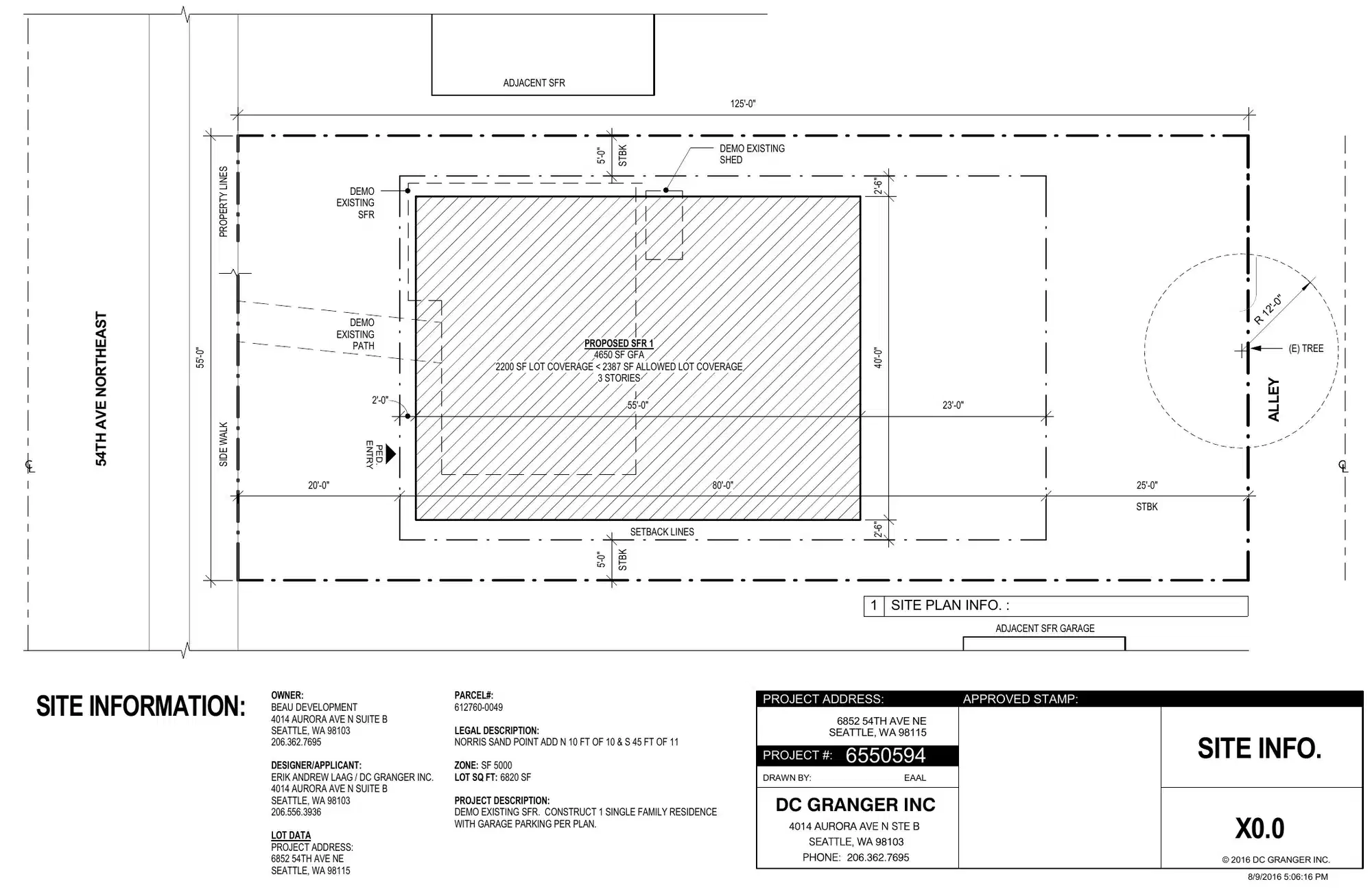 Site plan for 6852 54th Ave NE