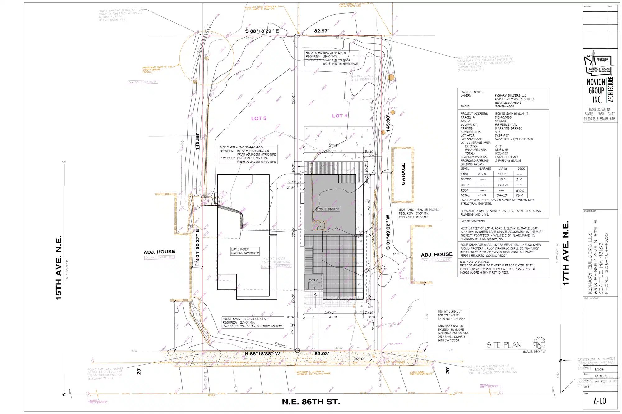 Site plan for 1528 NE 86th St