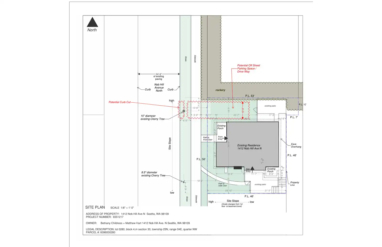 Site plan for 1412 Nob Hill Ave N